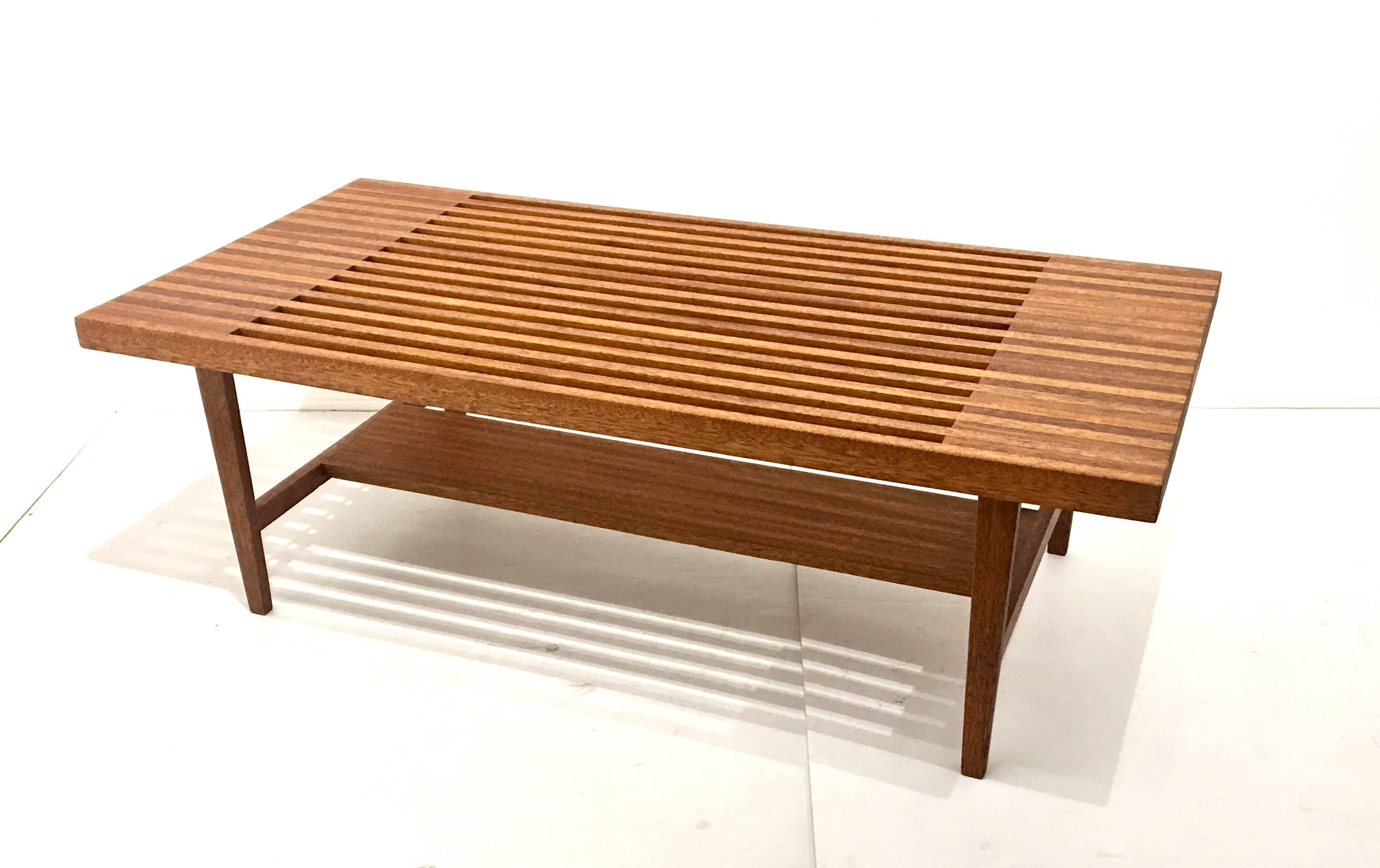 20th Century One Mid-Century Modern Solid Mahogany Coffee Table with Shelf