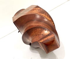 American Mid-Century Handcrafted Mix Woods Double-Sided Rams Horns Table Clock