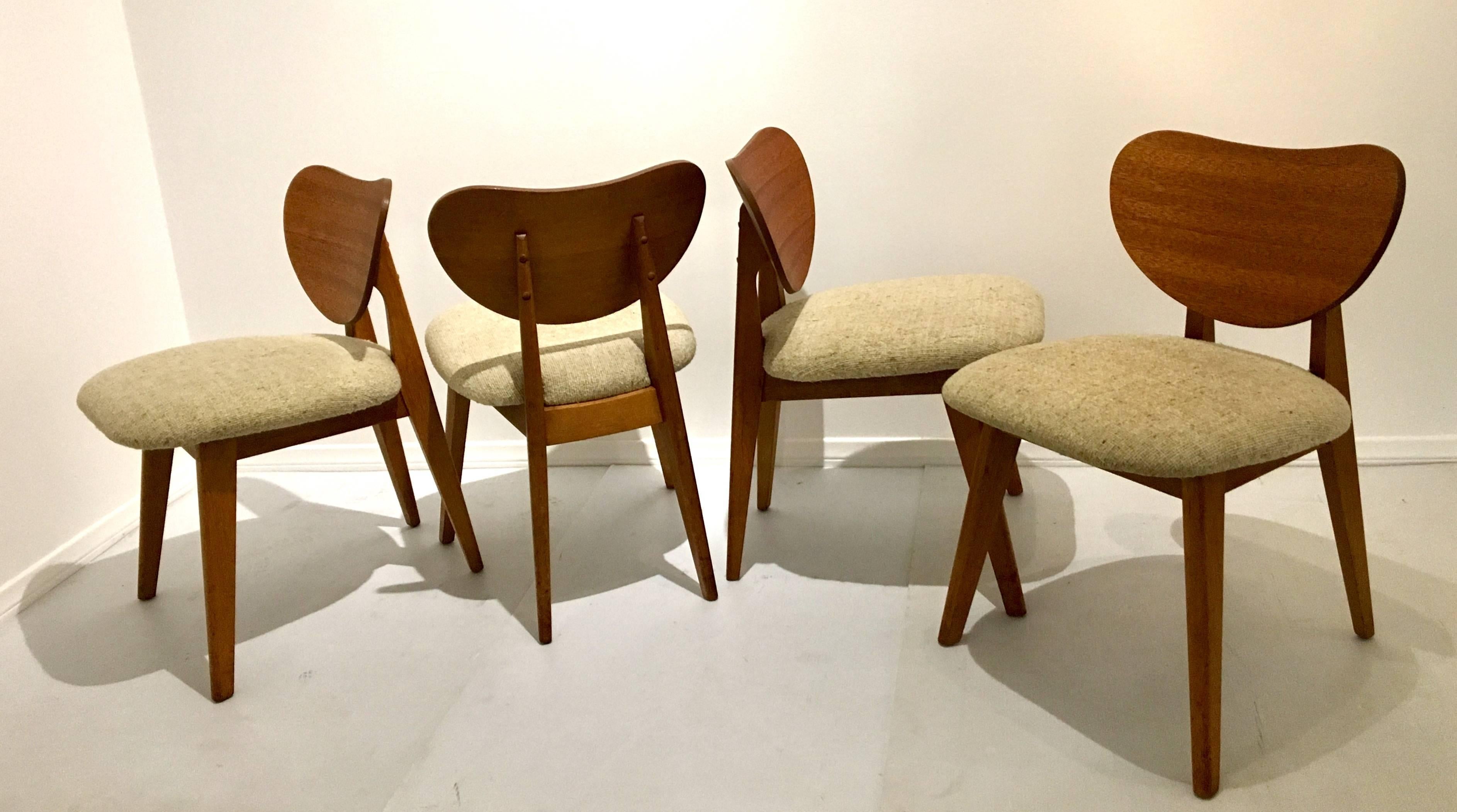 Mid-Century Modern American, Mid Century Set of Four Dining Hearth Chairs by Brown Saltman