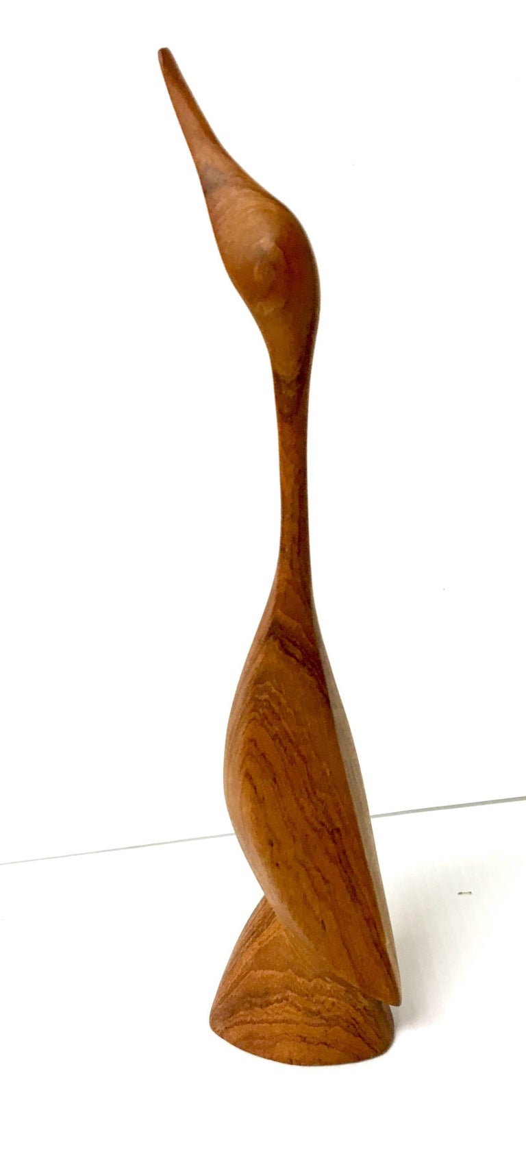 Danish Modern Solid Teak Hand-Carved Duck Sculpture For Sale at 1stDibs