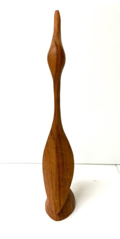 Danish Modern Solid Teak Hand-Carved Duck Sculpture
