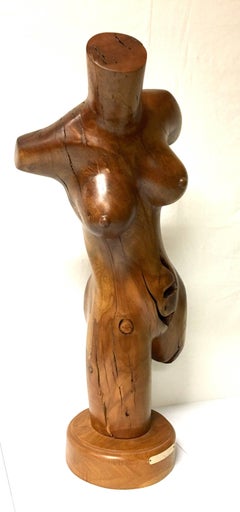 Großer nackter weiblicher Torso Skulptur handgeschnitzt in Holz von kalifornischem Künstler