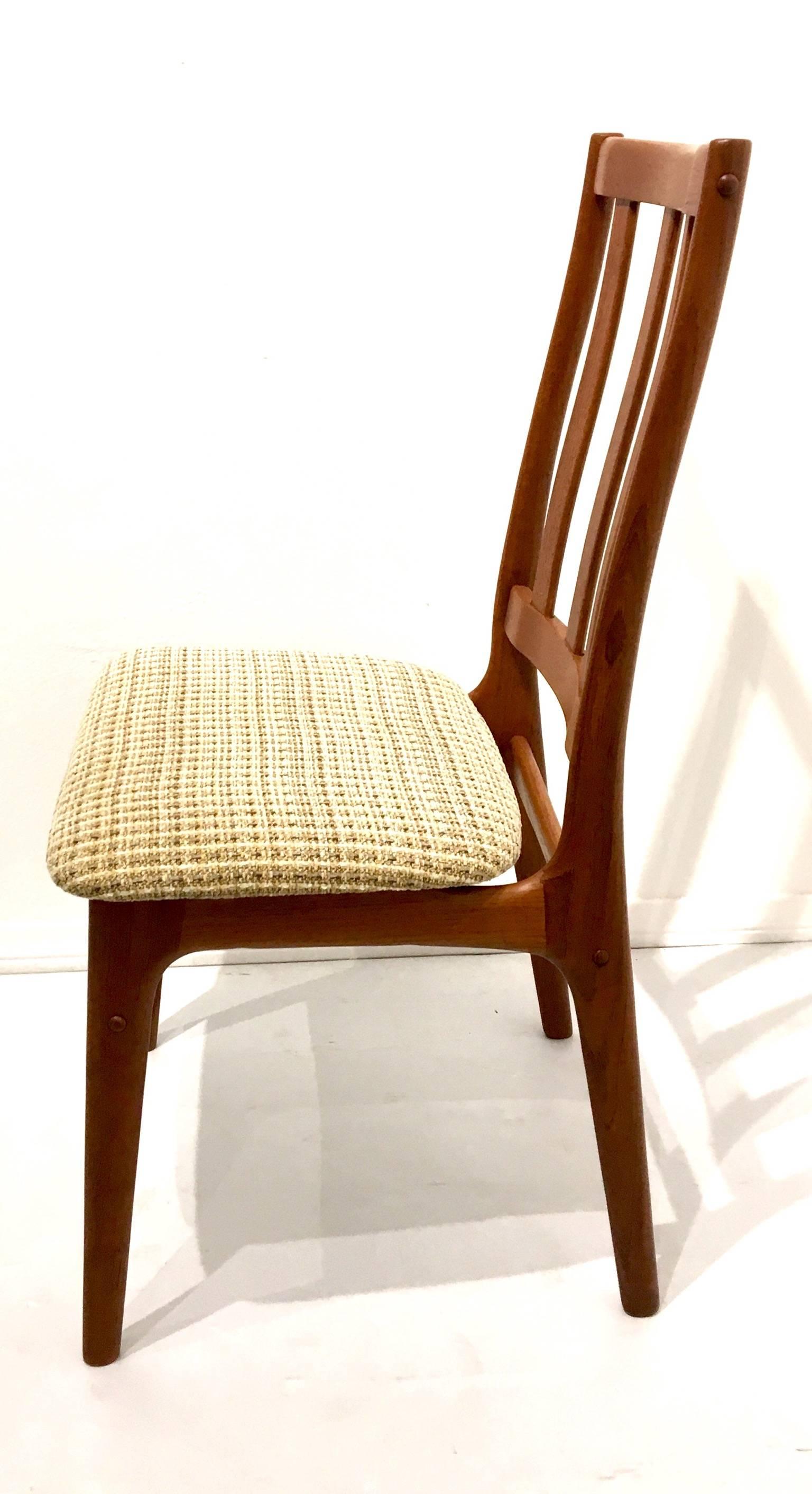 Scandinavian Modern Set of Four Danish Modern Solid Teak Tall Back Dinning Chairs