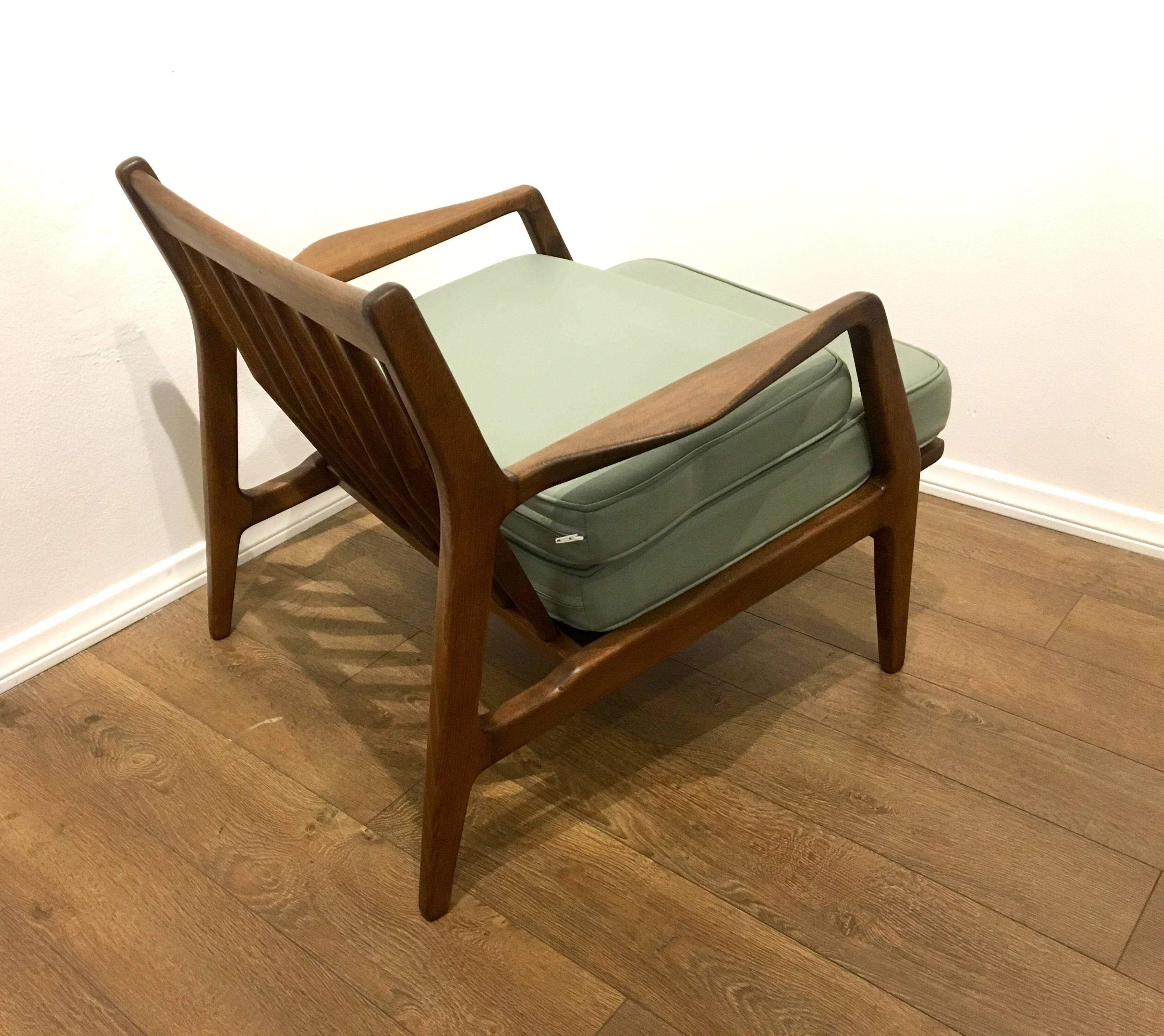 Wood Danish Modern Solid Lounge Armchair by Kofod Larsen