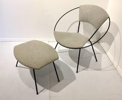 Joseph Cicchelli Circle Chair and Ottoman Solid Iron Pipping