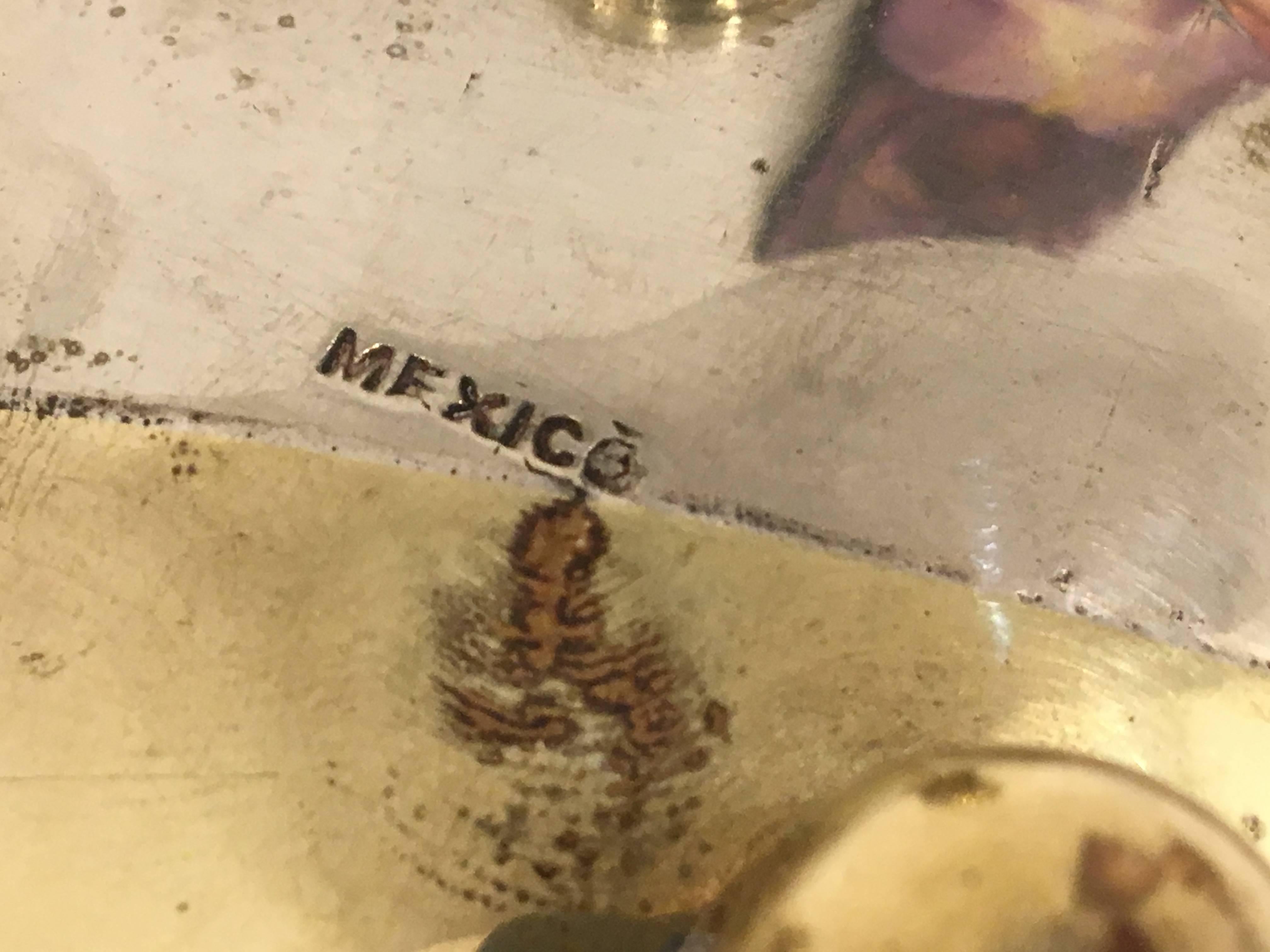 Mexican Mix Metals Biomorphic Small Tri Footed Bowl Los Castillo Mexico
