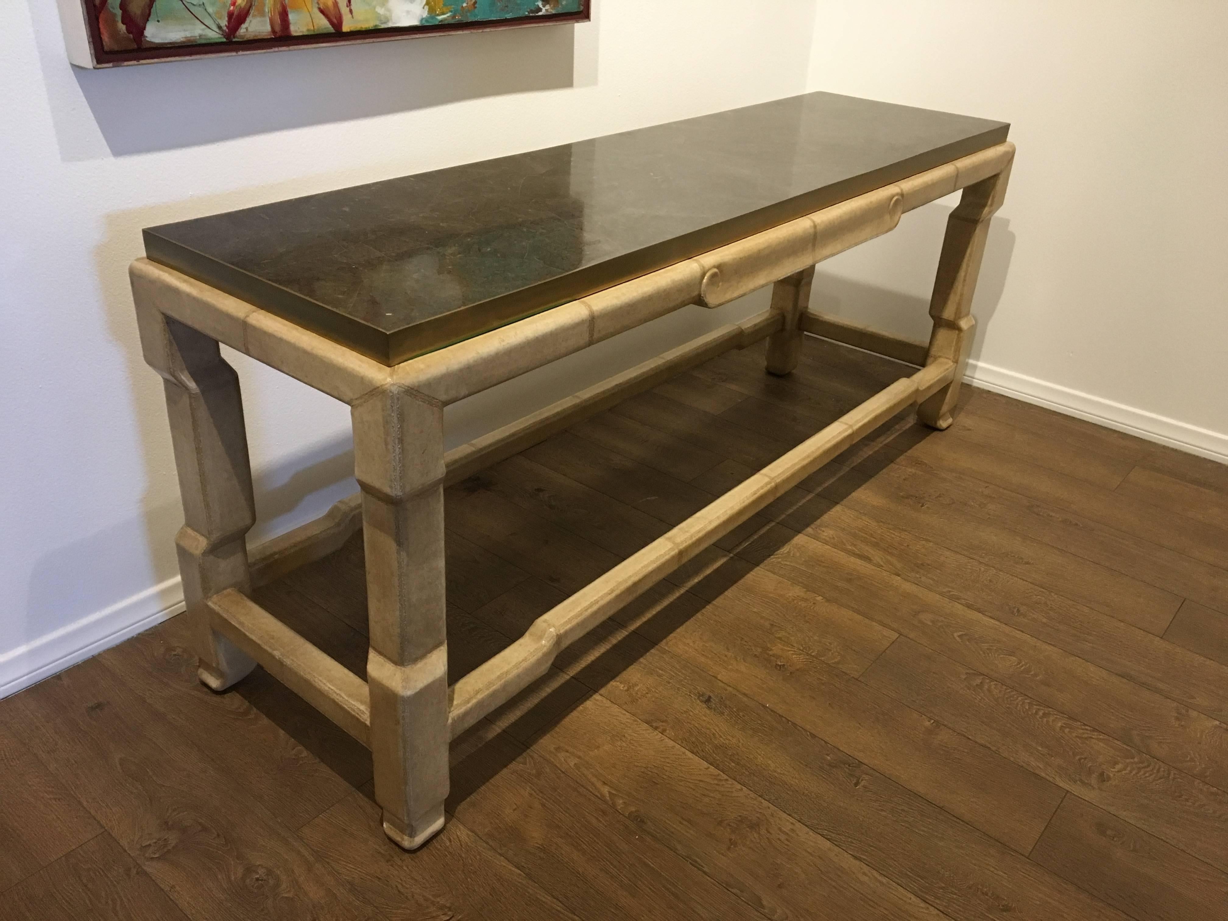 leather wrapped console table