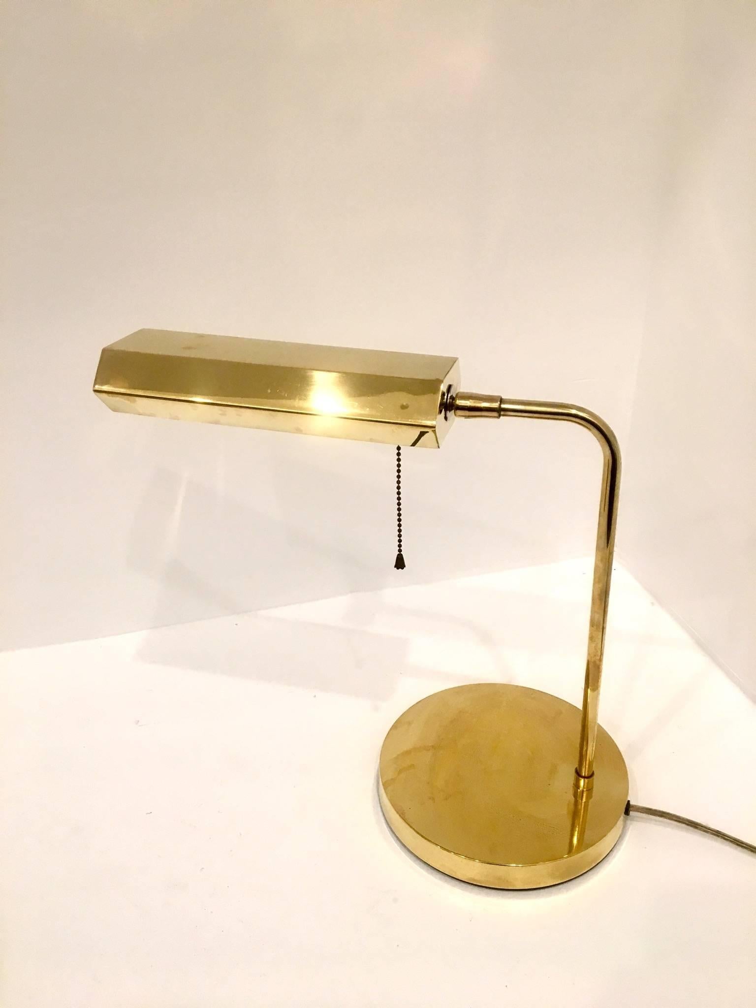 Hollywood Regency Modernist Polished Brass Multidirectional Desk Arm Lamp