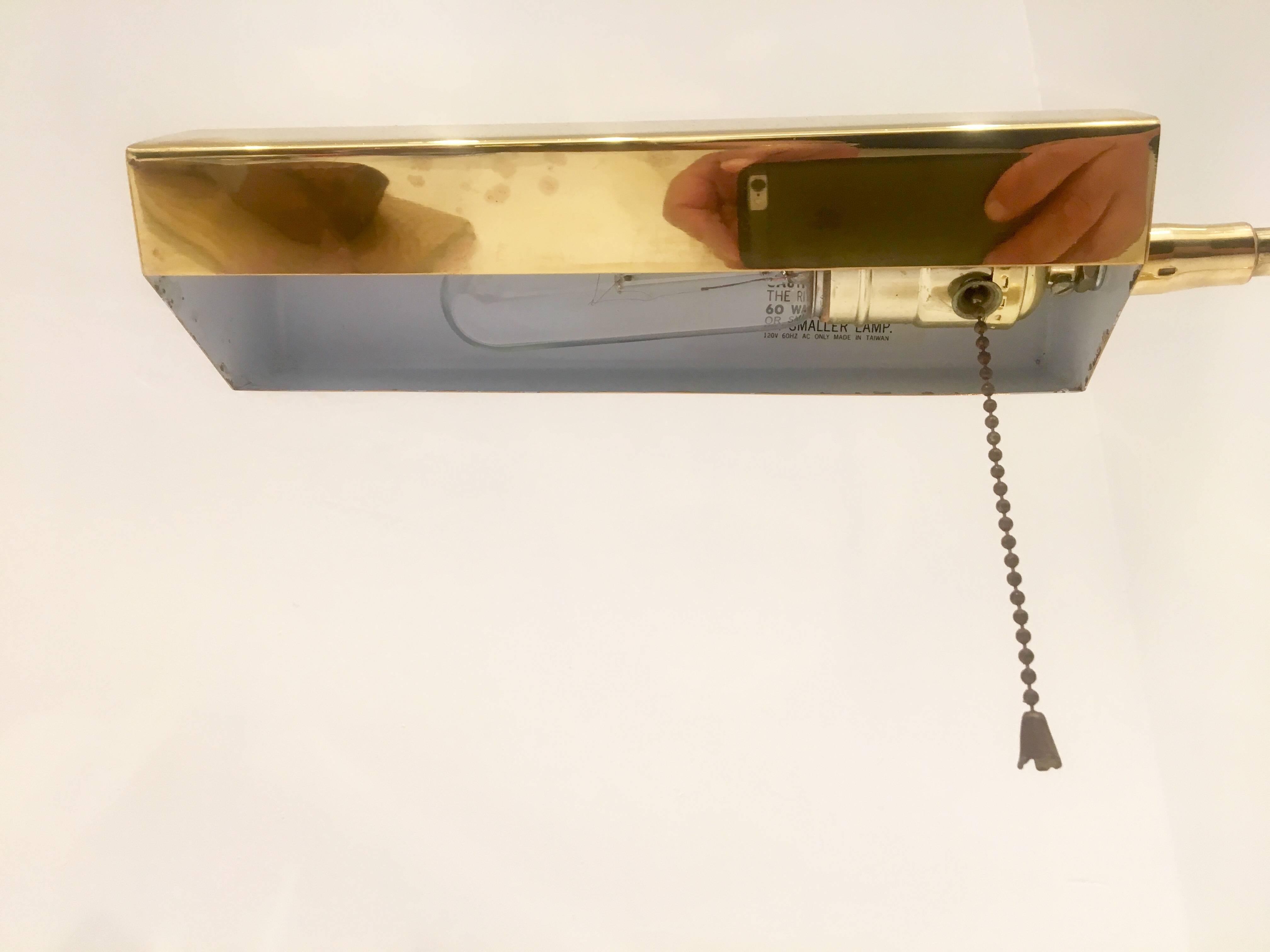 American Modernist Polished Brass Multidirectional Desk Arm Lamp