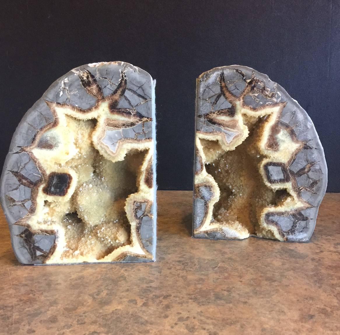 18th Century and Earlier Pair of Massive Vintage Geode Bookends
