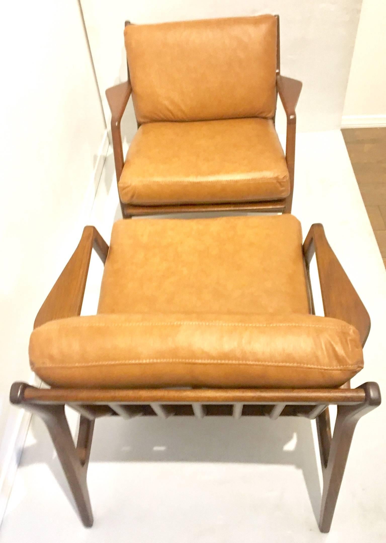 Pair of Danish Modern Chairs in Leather by Kofod Larsen 1