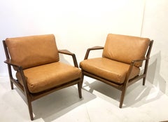 Pair of Danish Modern Chairs in Leather by Kofod Larsen