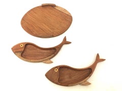 Whimsical Mix Woods Fish Serving Tray