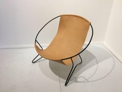 1950s Iron and Leather Hoop Chair Atomic Design