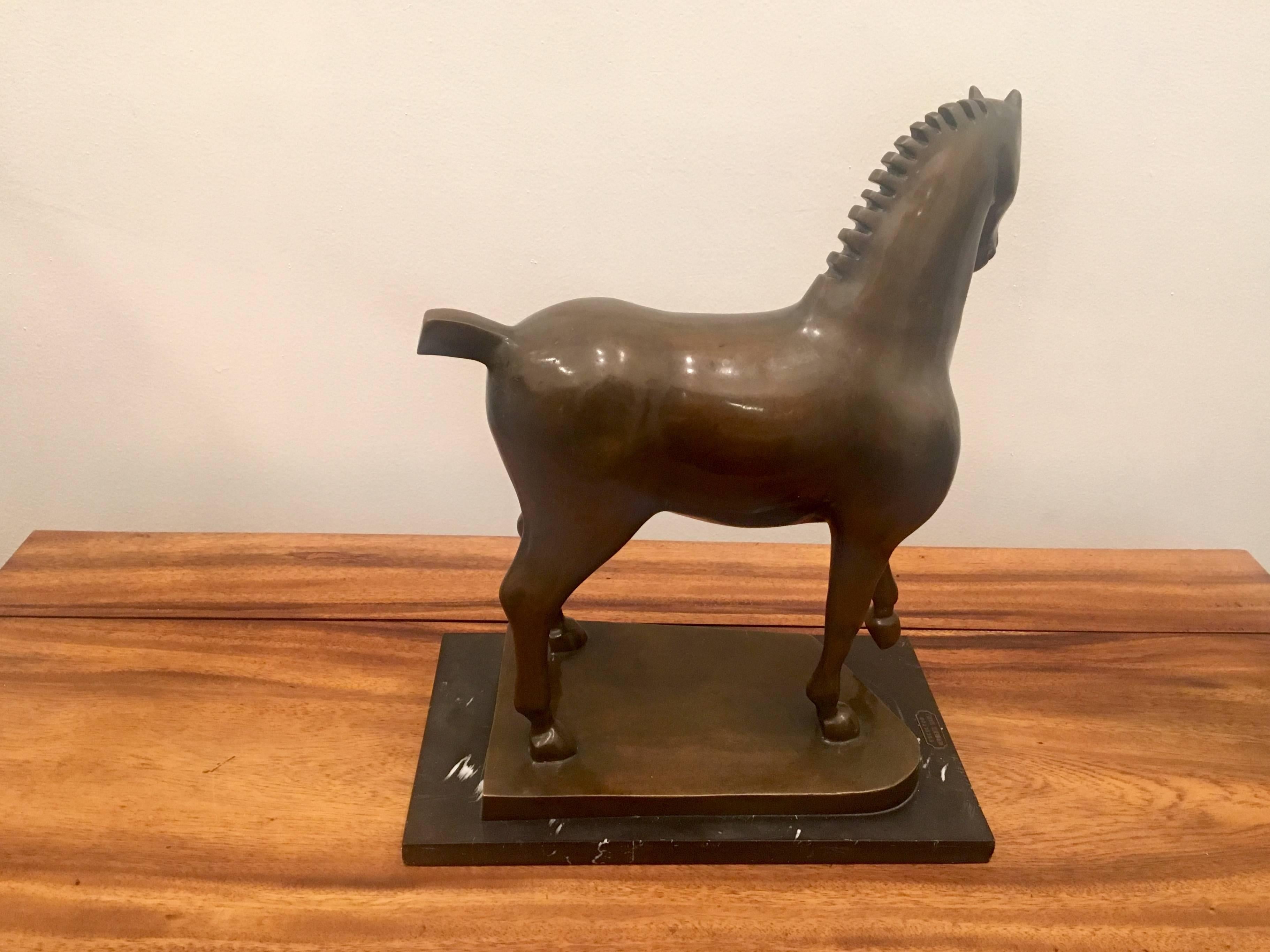 Massive Modernist Bronze Horse by Mexican Artist Heriberto Juarez In Excellent Condition In San Diego, CA