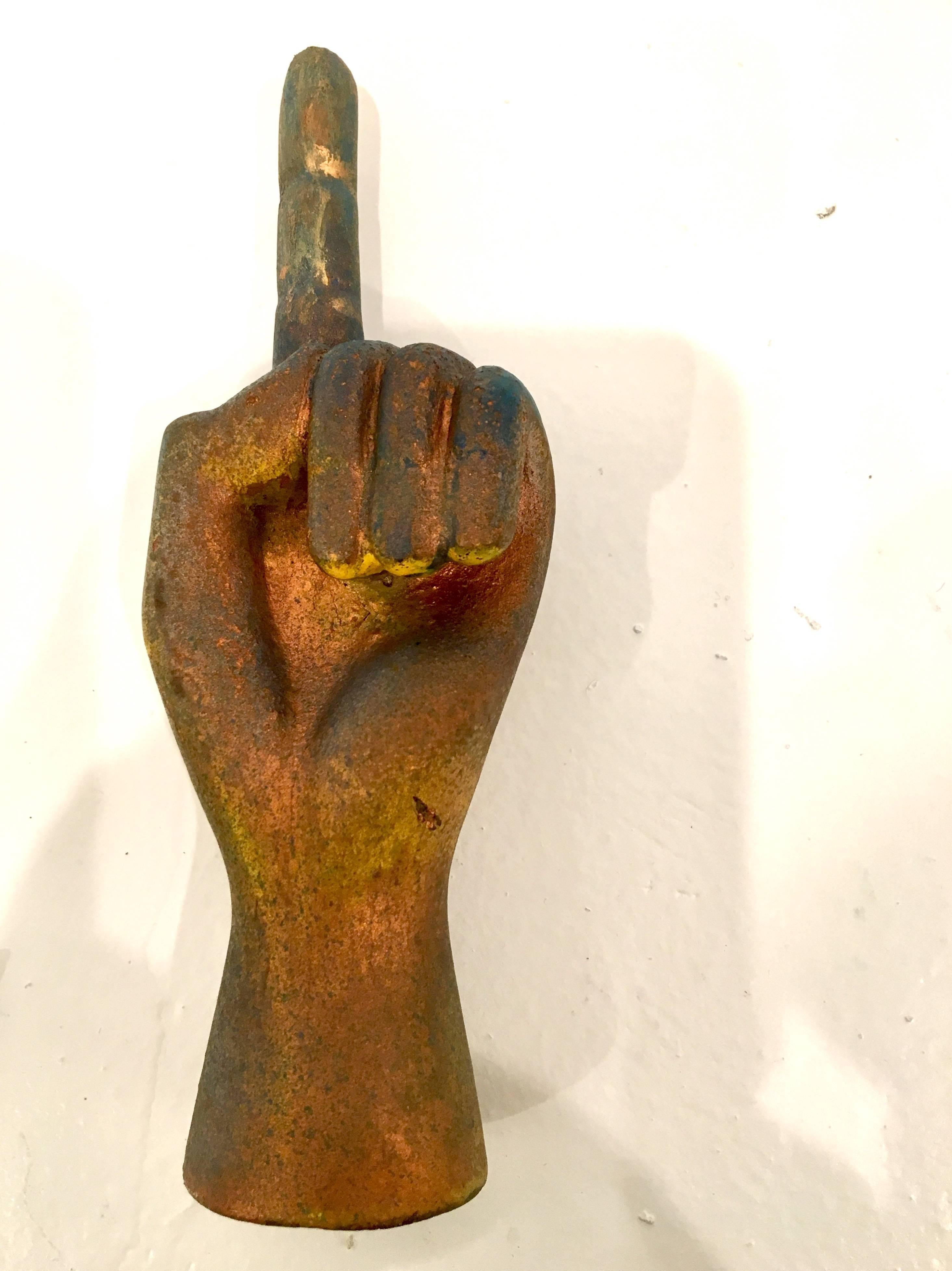 Mexican Rare Early Production Hand and Moon Painted Wood Sculpture by Pedro Friedeberg