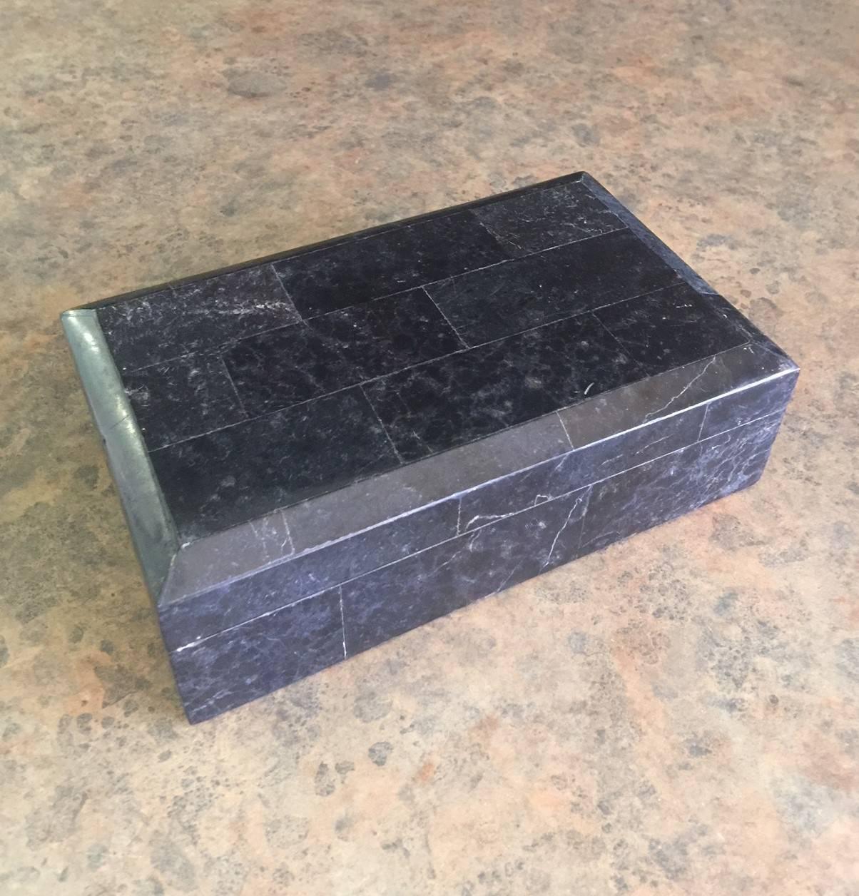 20th Century Vintage Tessellated Black Stone Box by Renoir Designs