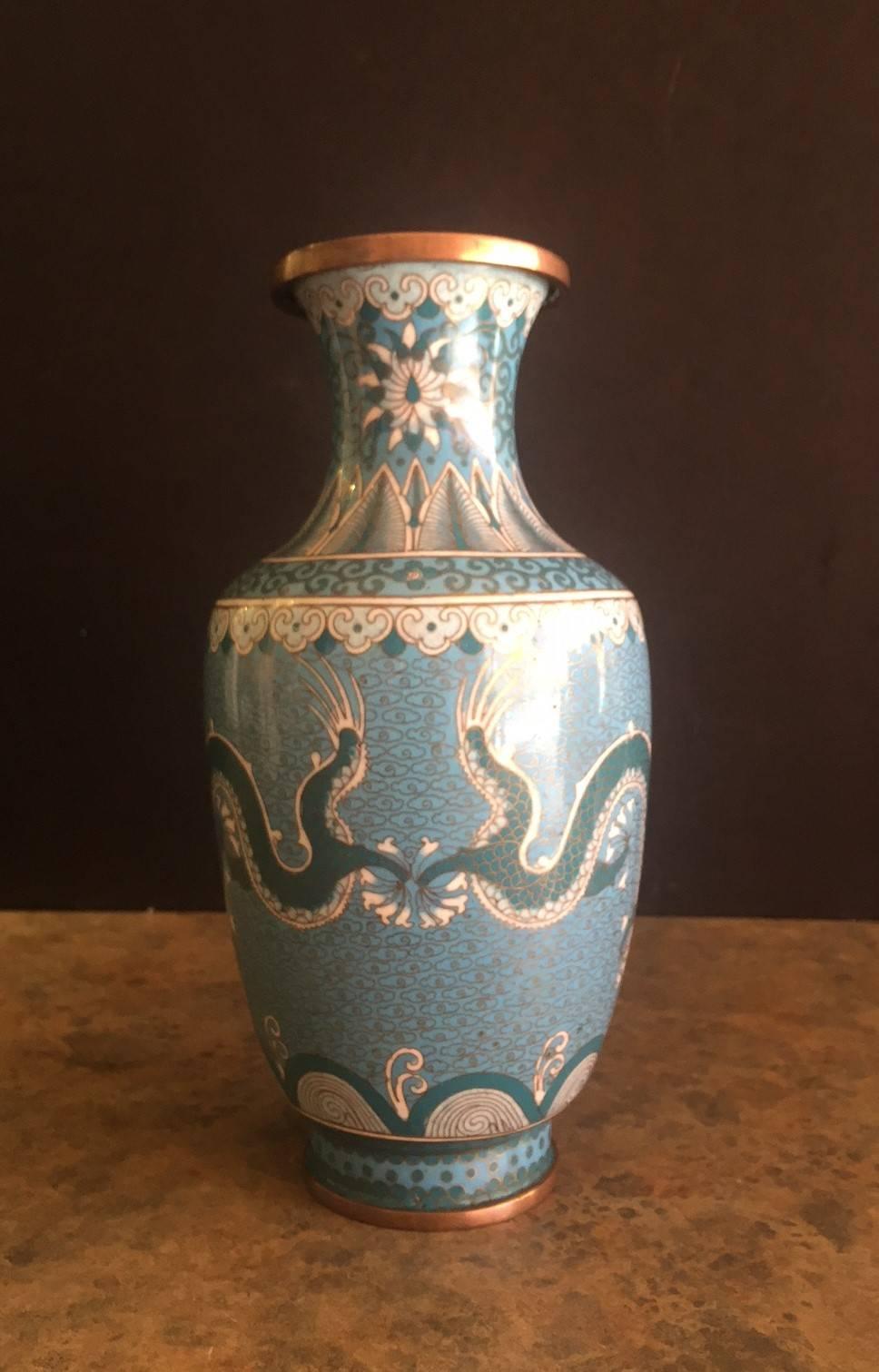 20th Century Chinese Five-Tied Emperor Cloisonne Vase from the Republic Period For Sale
