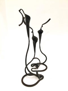 Pair of Hand-Wrought Lily Candleholders by Jack Brubaker