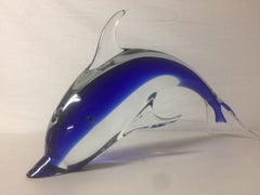 Sommerso Dolphin Art Glass Sculpture by Murano Glass