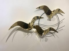 Curtis Jere Brass Flock of Seagulls Bird Wall Sculpture‏