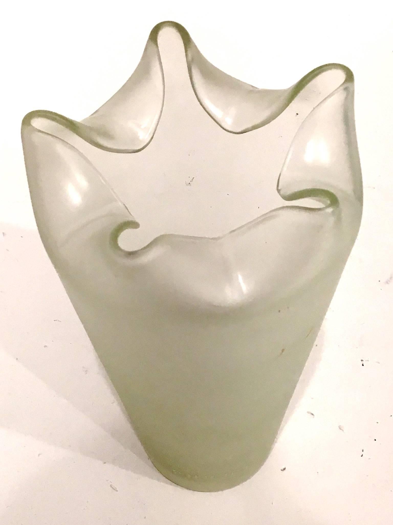 Beautiful frosted glass vase by Philippe Donay for Ligne Roset, circa 1990s great condition no chips or cracks.