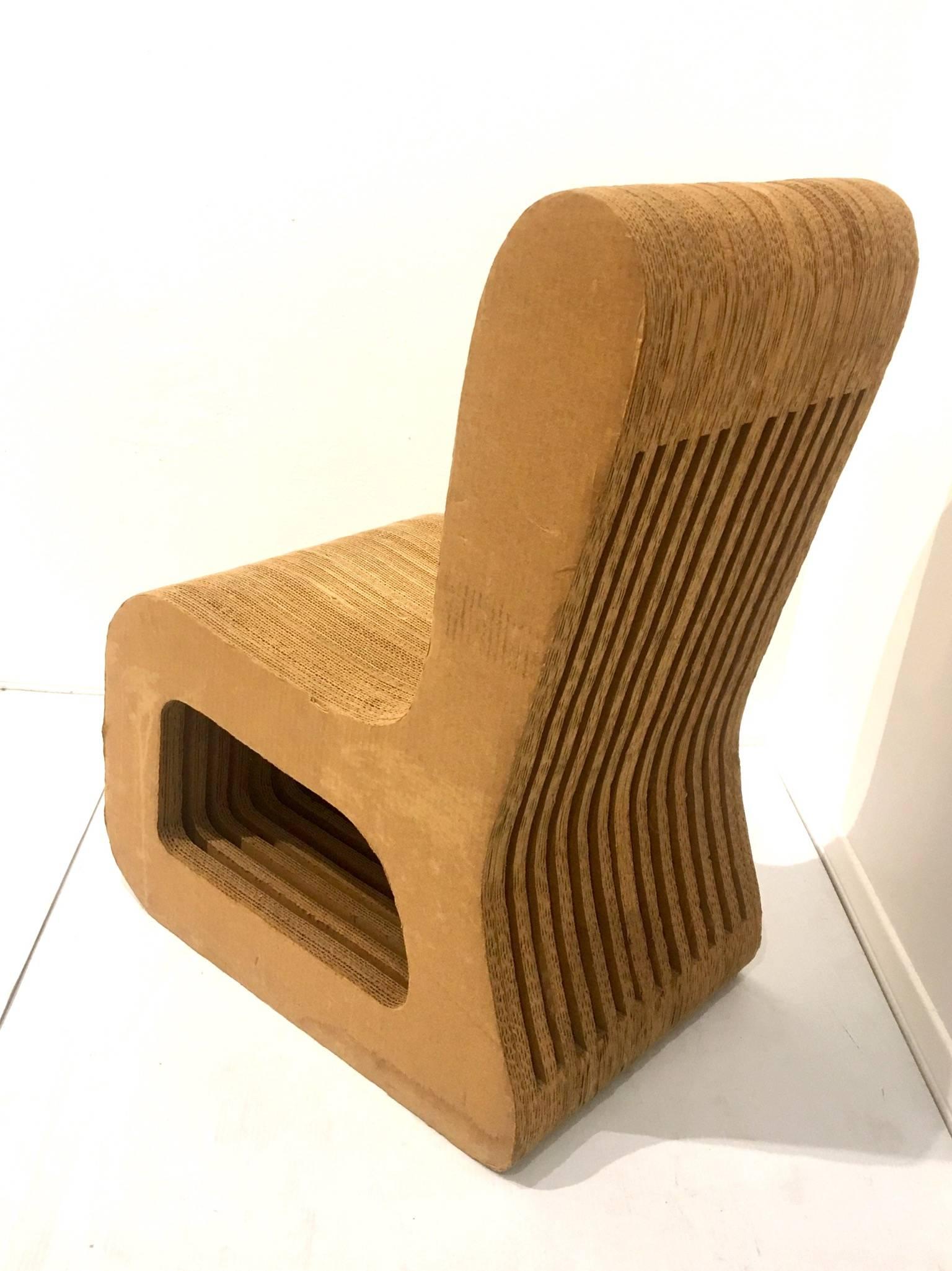 Post-Modern Rare and Unique Chair in Cardboard Attributed to Frank Ghery