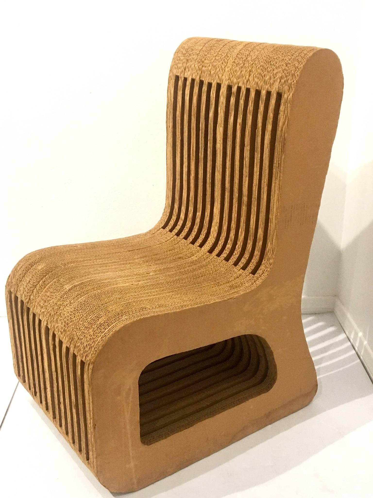 American Rare and Unique Chair in Cardboard Attributed to Frank Ghery