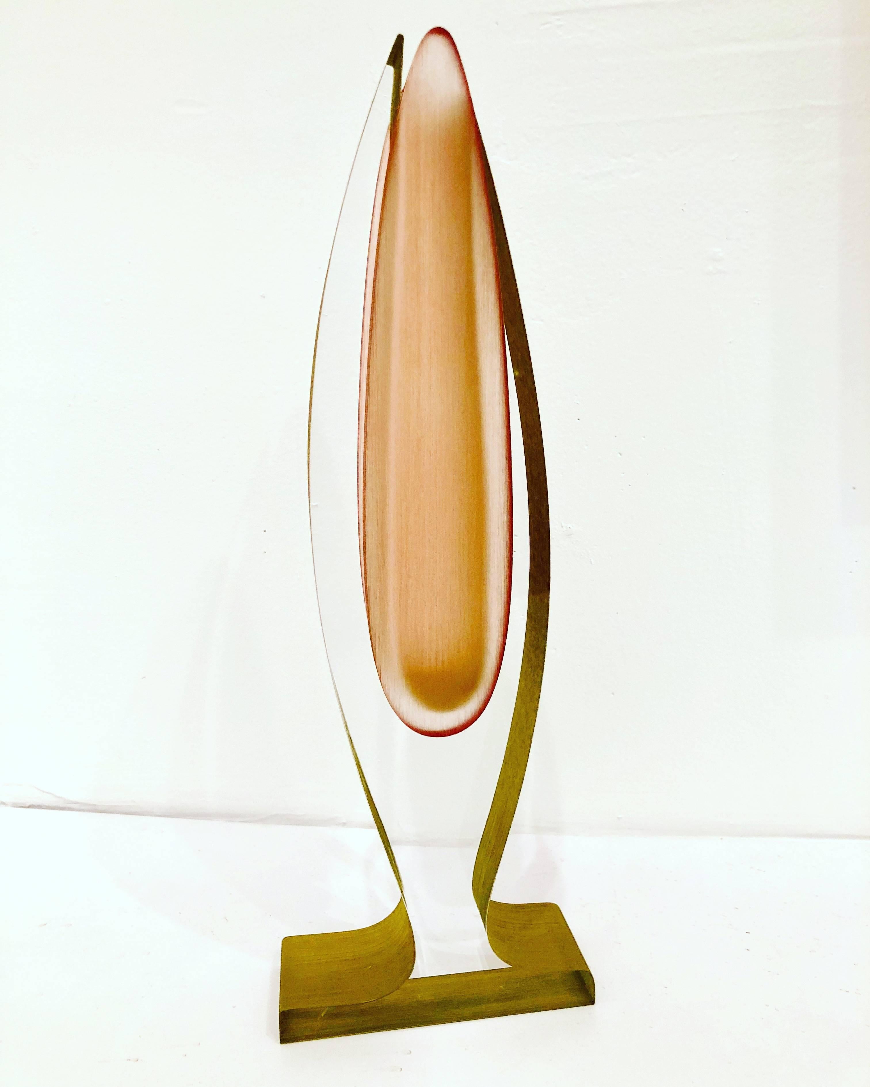 Mid-Century Modern Contemporary Lucite Vase by Cec Lepage Signed & Dated, 2002