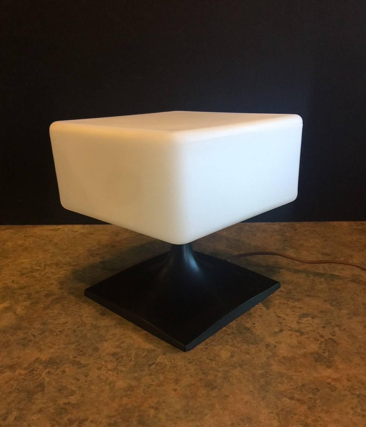 Frosted Rare Midcentury Square Lamp by Laurel Lamp Co