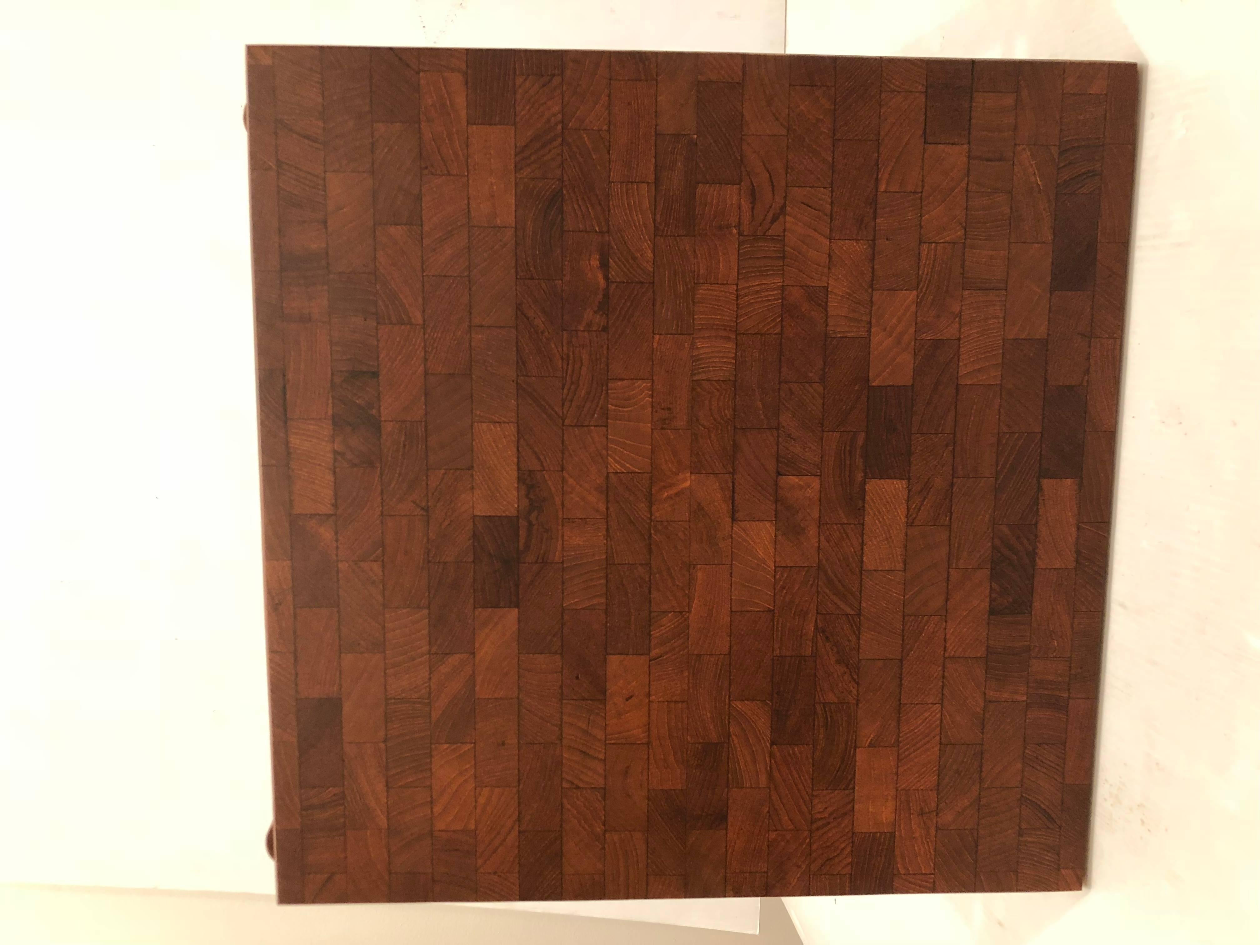 Scandinavian Modern Danish Modern Solid Teak Butcher Block Folding Campaign Style Cocktail Table