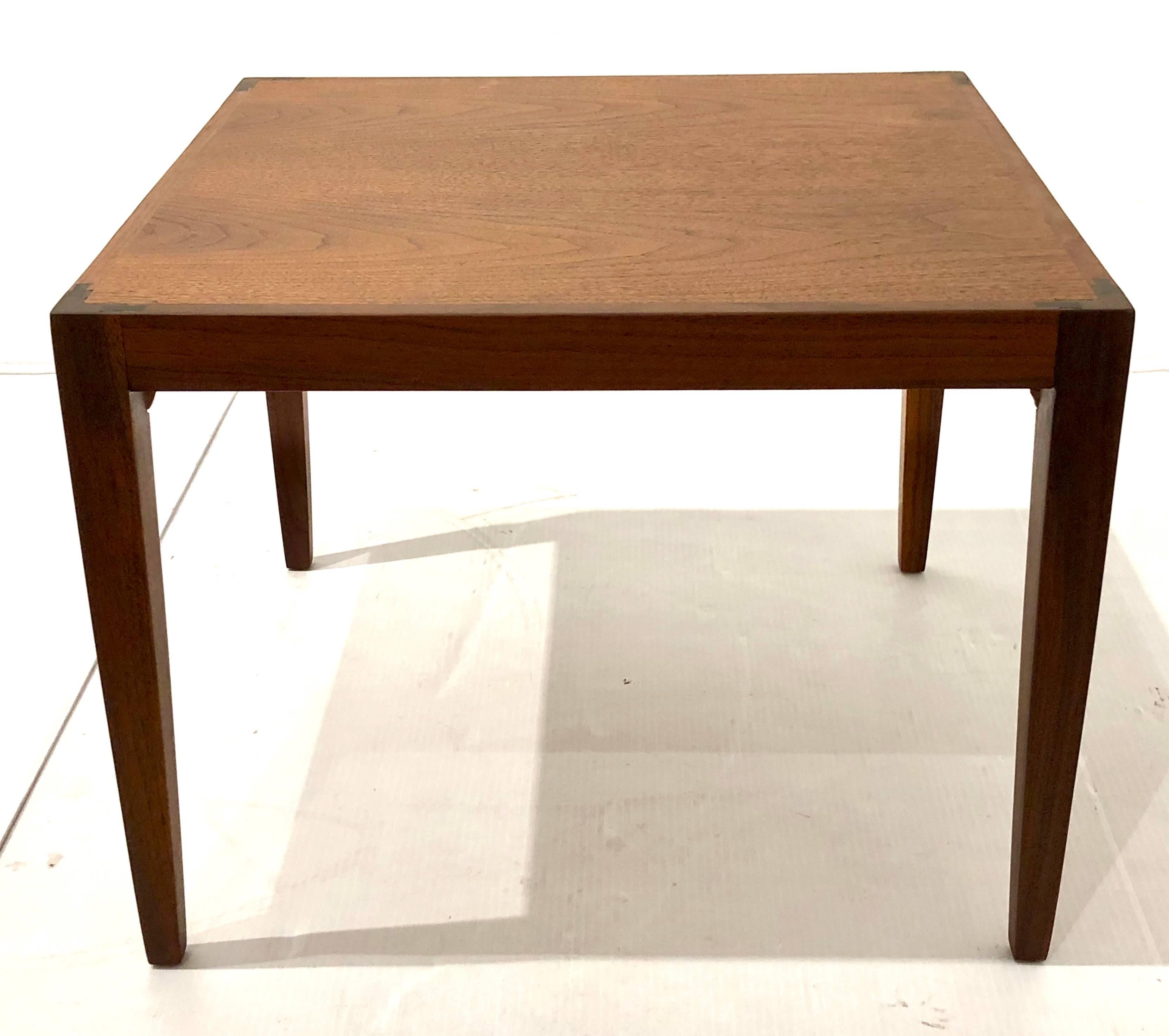 20th Century Danish Modern Teak Petite Cocktail Table with Rosewood Bow Tie Detail
