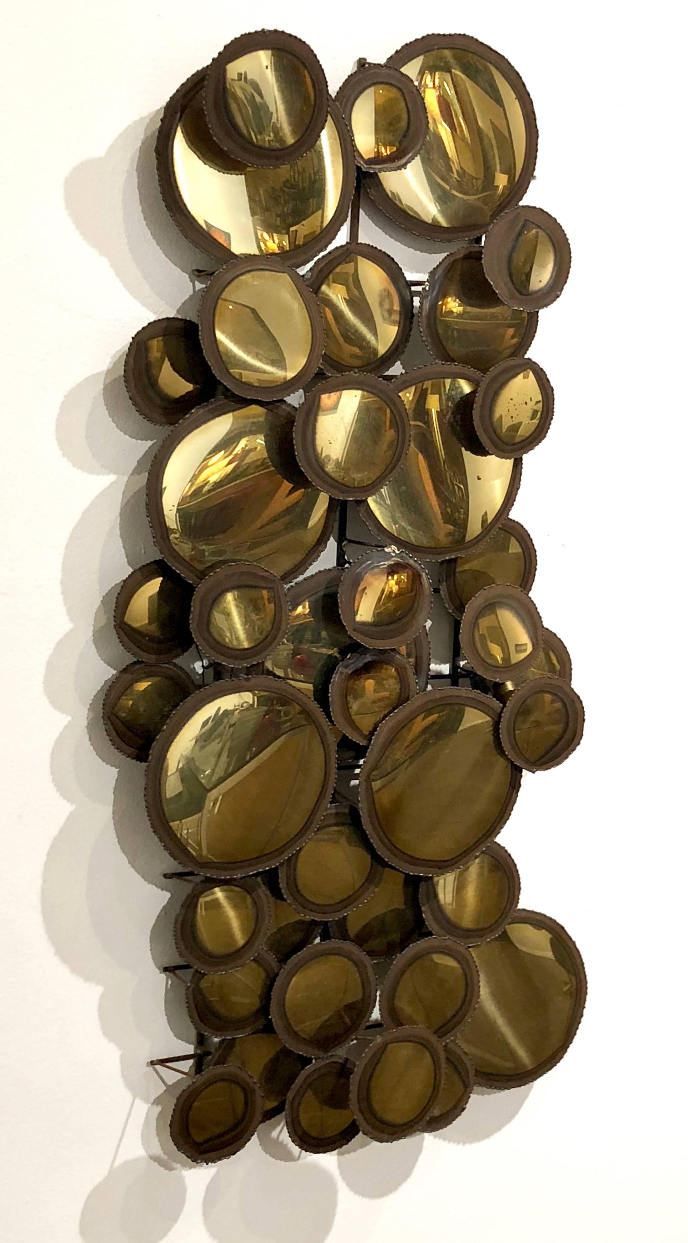 Great piece unsigned in the style of Curtis Jere, raindrops wall sculpture, circa 1970s.