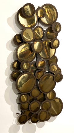 Striking Brass Wall Sculpture Raindrops Style after Curtis Jere