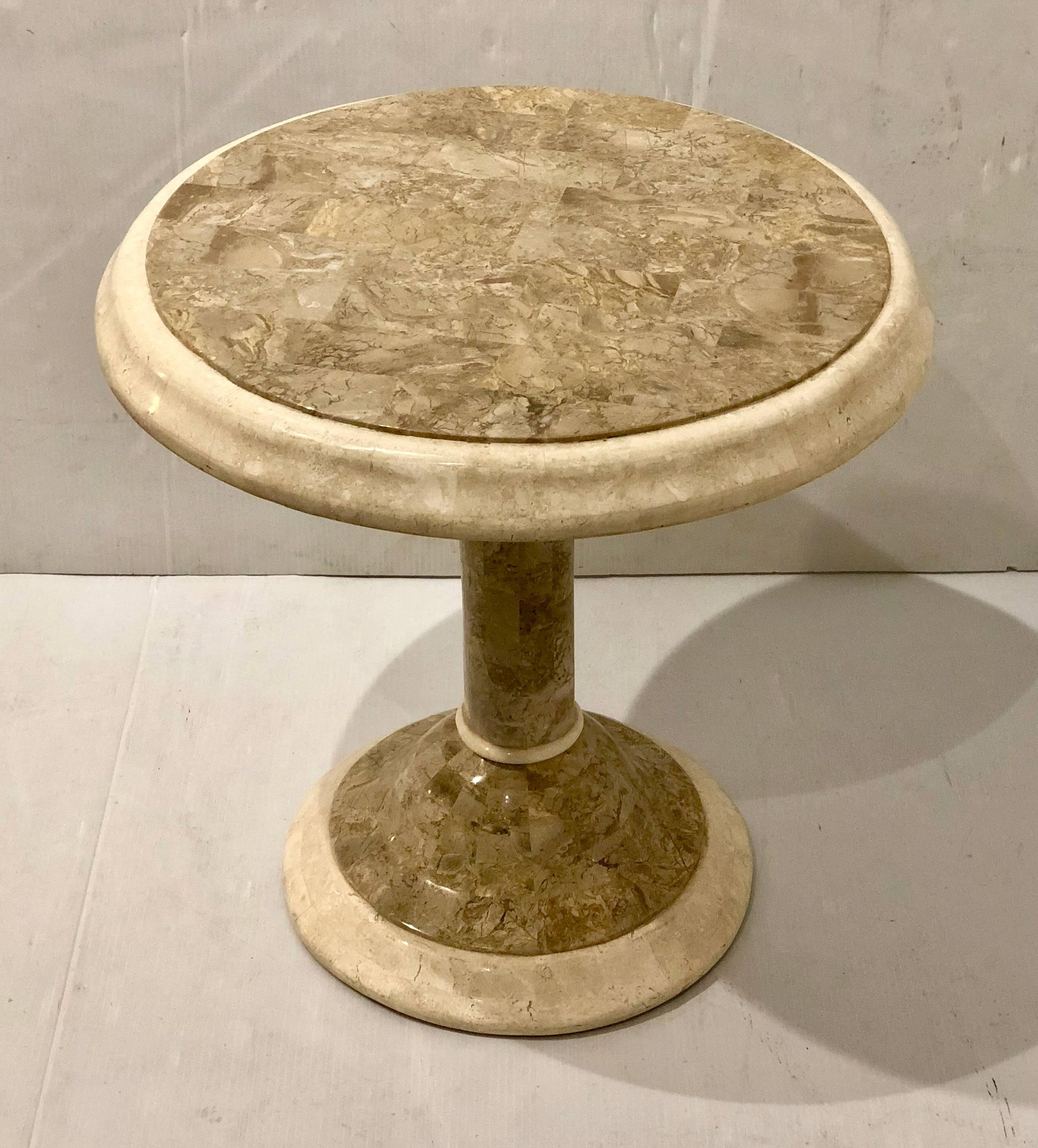 Hollywood Regency Elegant Two-Tone Cocktail Table in Tessellated Marble by Maitland Smith For Sale