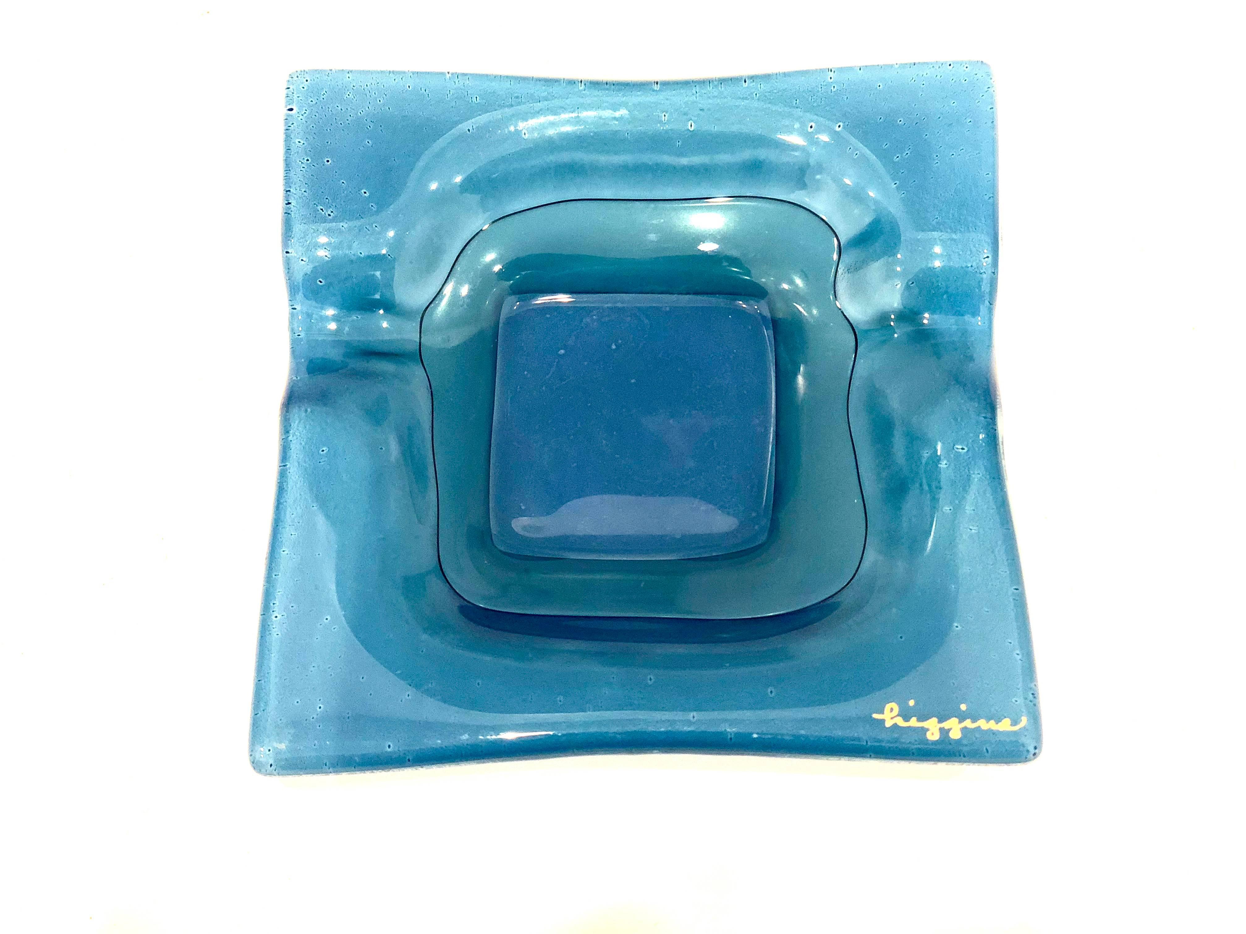 American Mid-Century Modern Fused Glass Petite Ashtray by Higgins