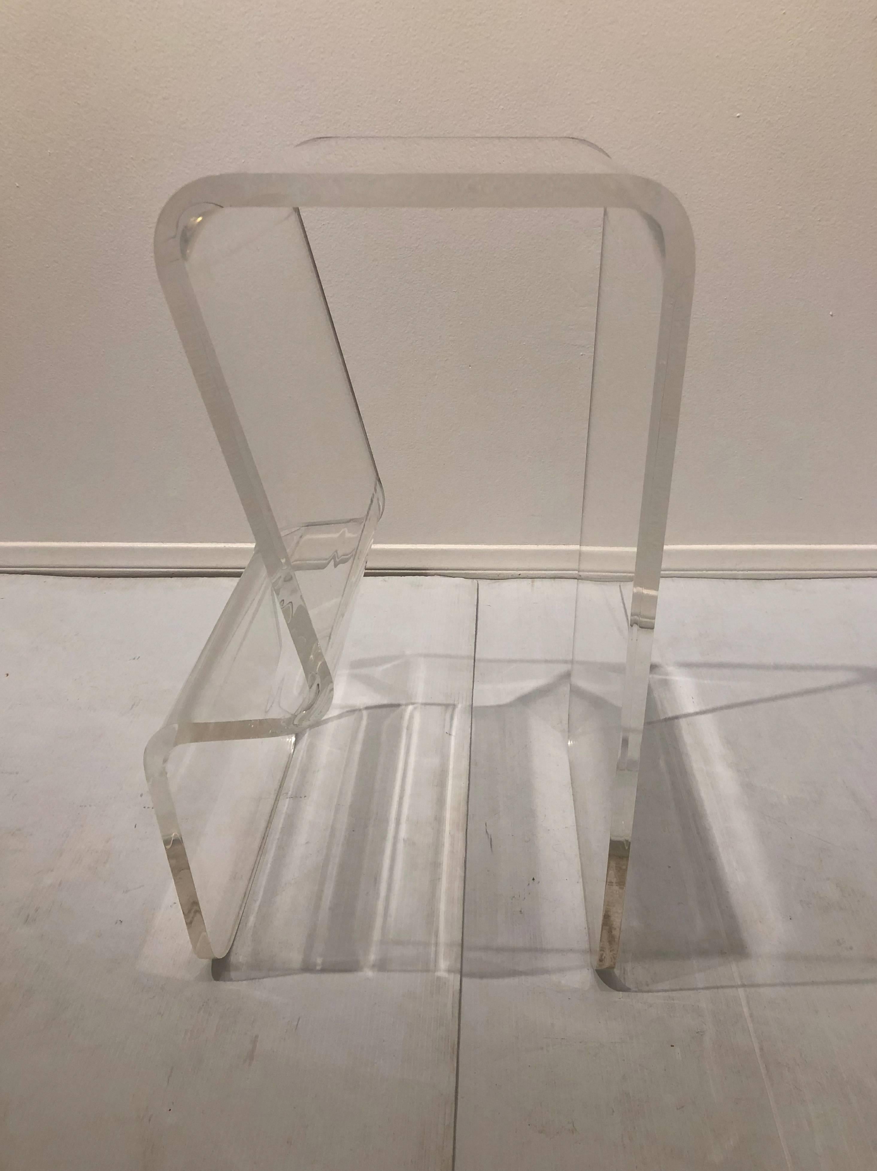 Post-Modern Pair of Lucite Counter Stools with Footrest in the Style of Charles Hollis Jones
