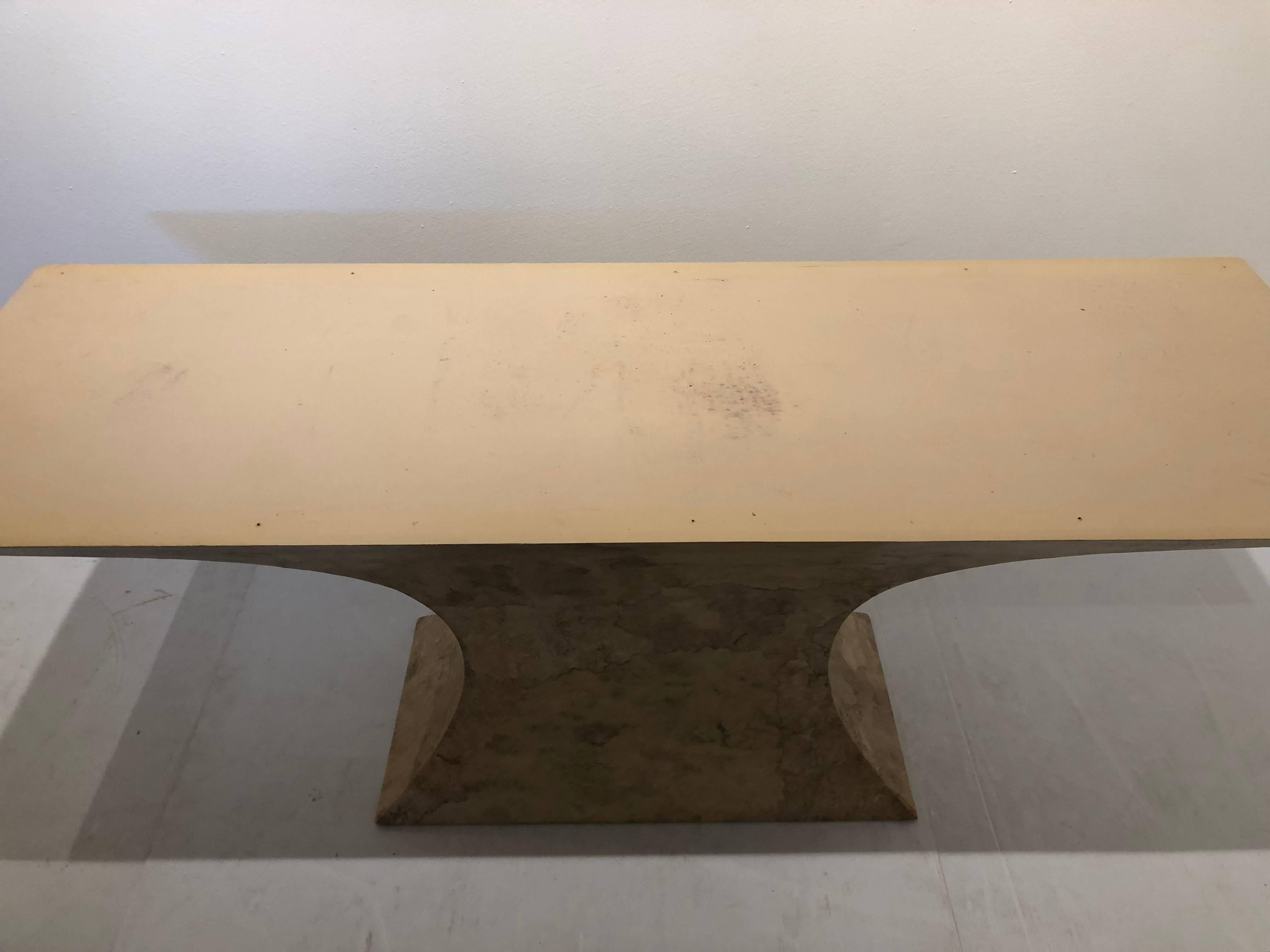 Post-Modern Striking Large Table Base in Faux Marble Finish