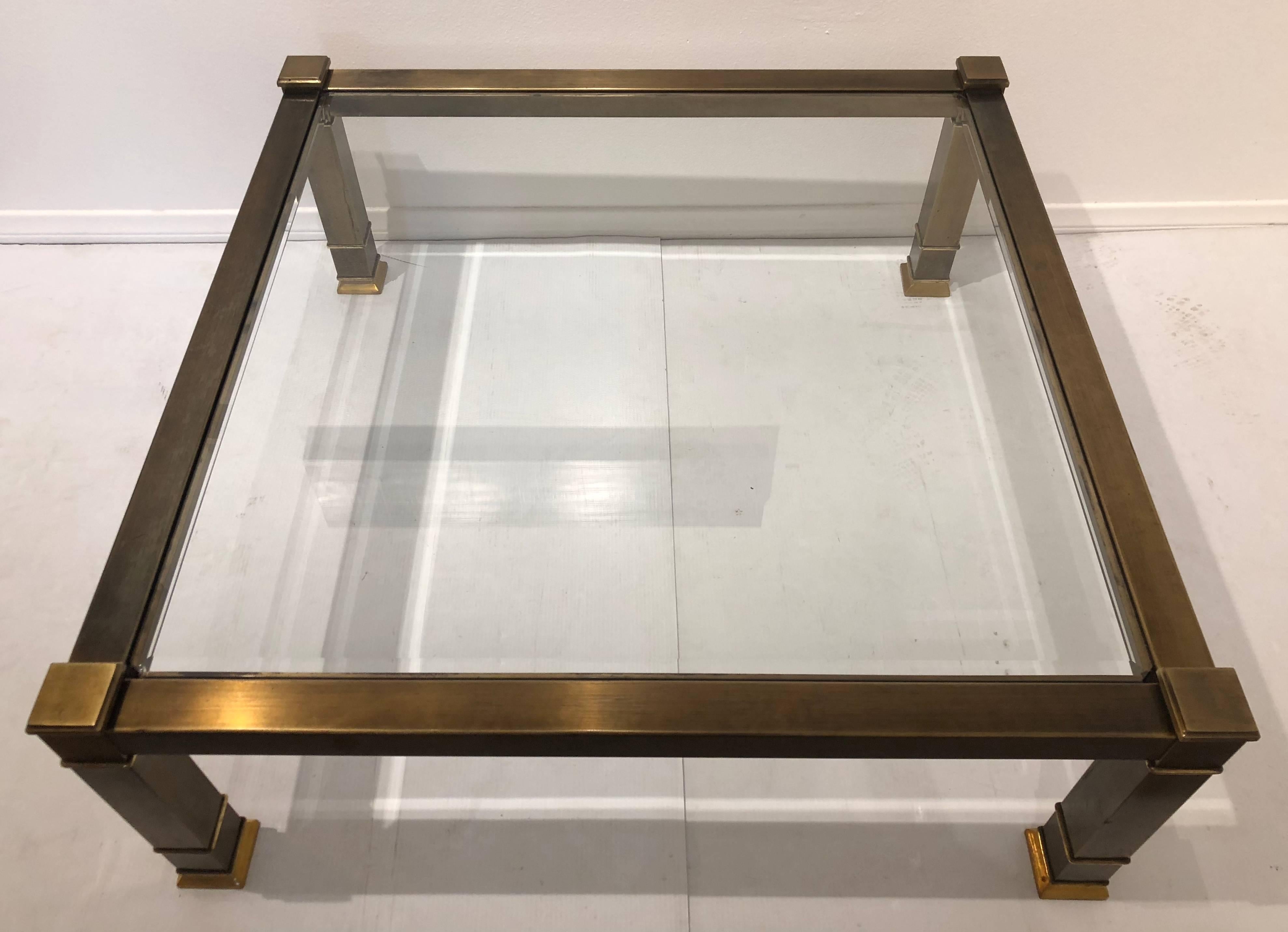 square brass glass coffee table