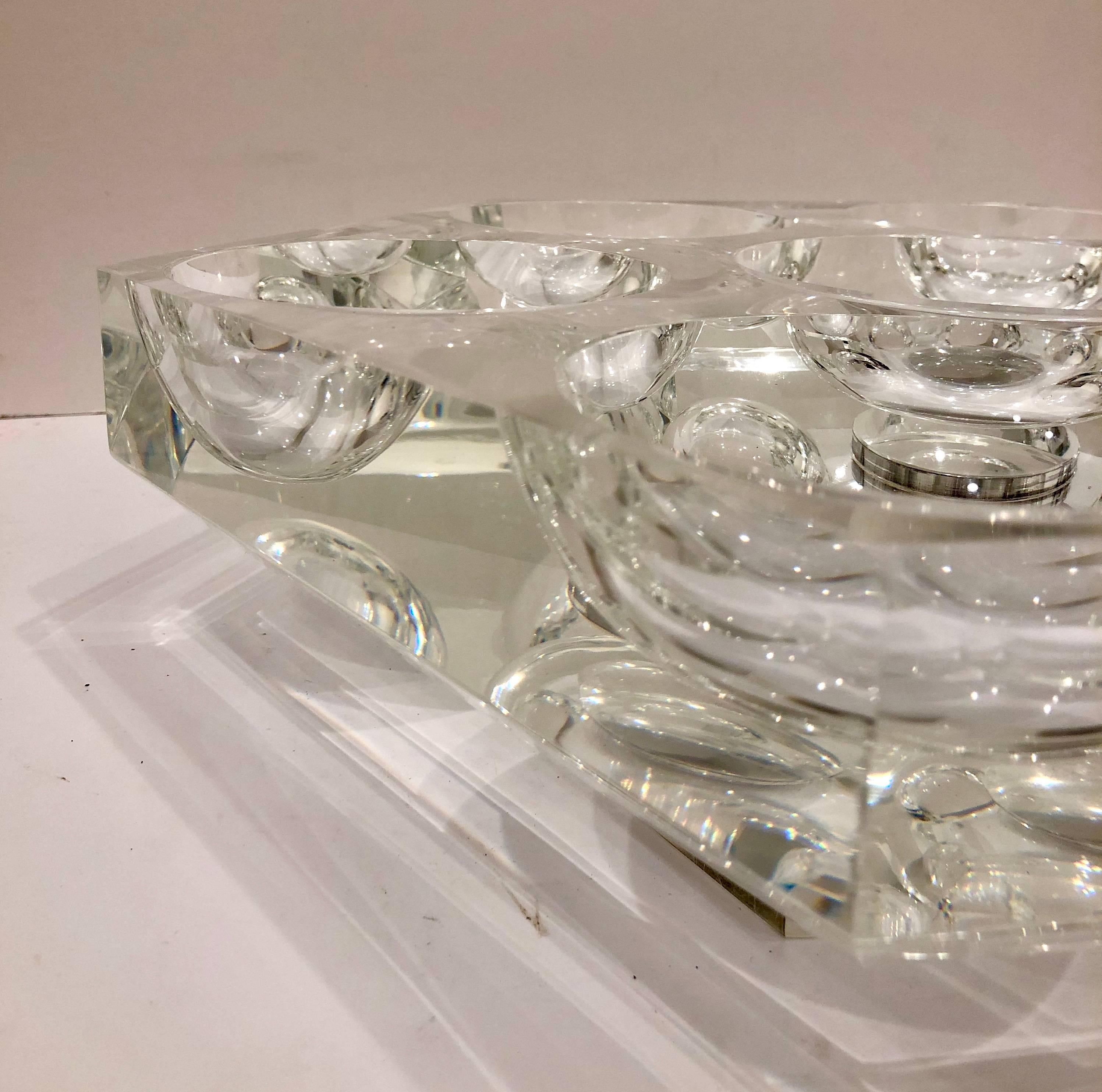 Mid-Century Modern Octagon Solid Lucite Lazy Susan Attributed to Charles Hollis Jones