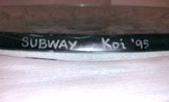 Molded Glass Plate, Signed "Subway Koi '95" after Keith Haring