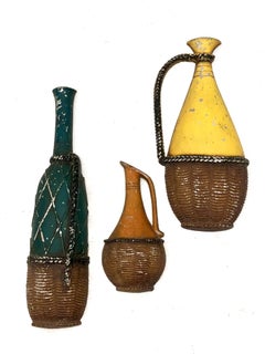 Midcentury Atomic Age Set of Three Wall Hanging Decorative Bottles