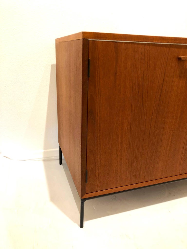 Danish Modern Teak Mini Stereo with Iron Base Lift Top or
