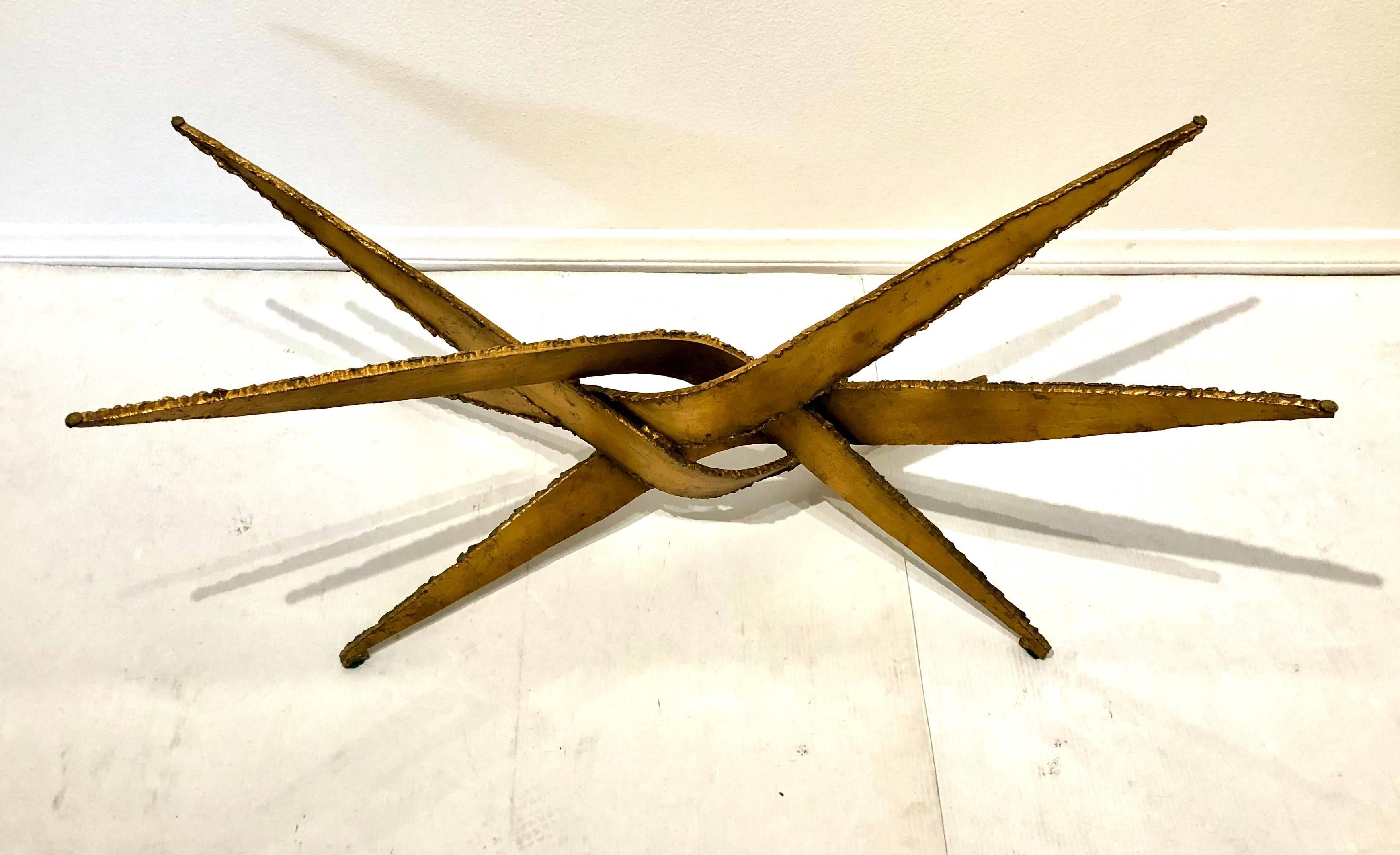 American Brutalist Torch Cut Steel Oval Coffee Table in the Style of Silas Seandel