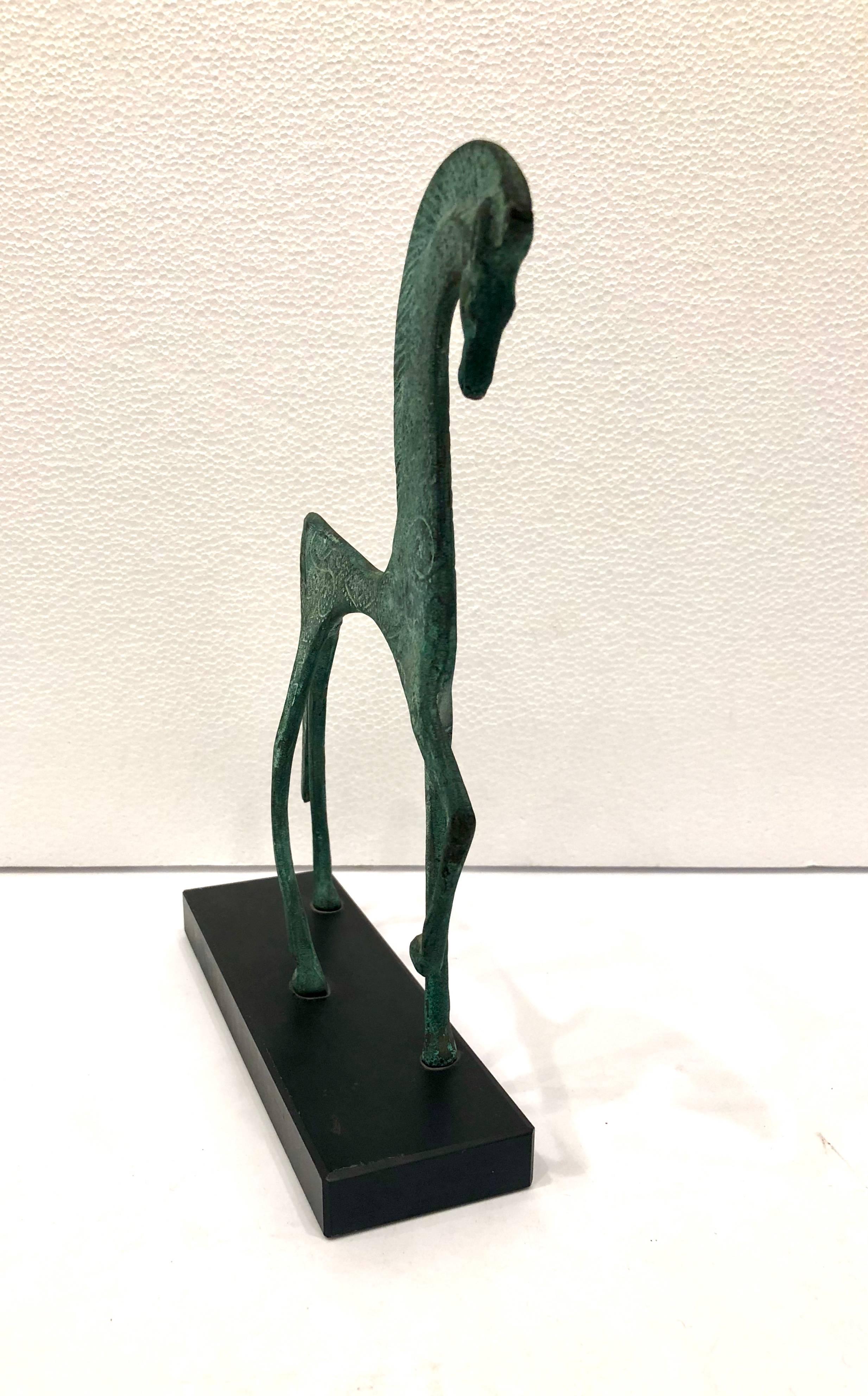 Patinierte etruskische Pferdeskulptur aus Bronze von Francesco Simoncini (Hollywood Regency)