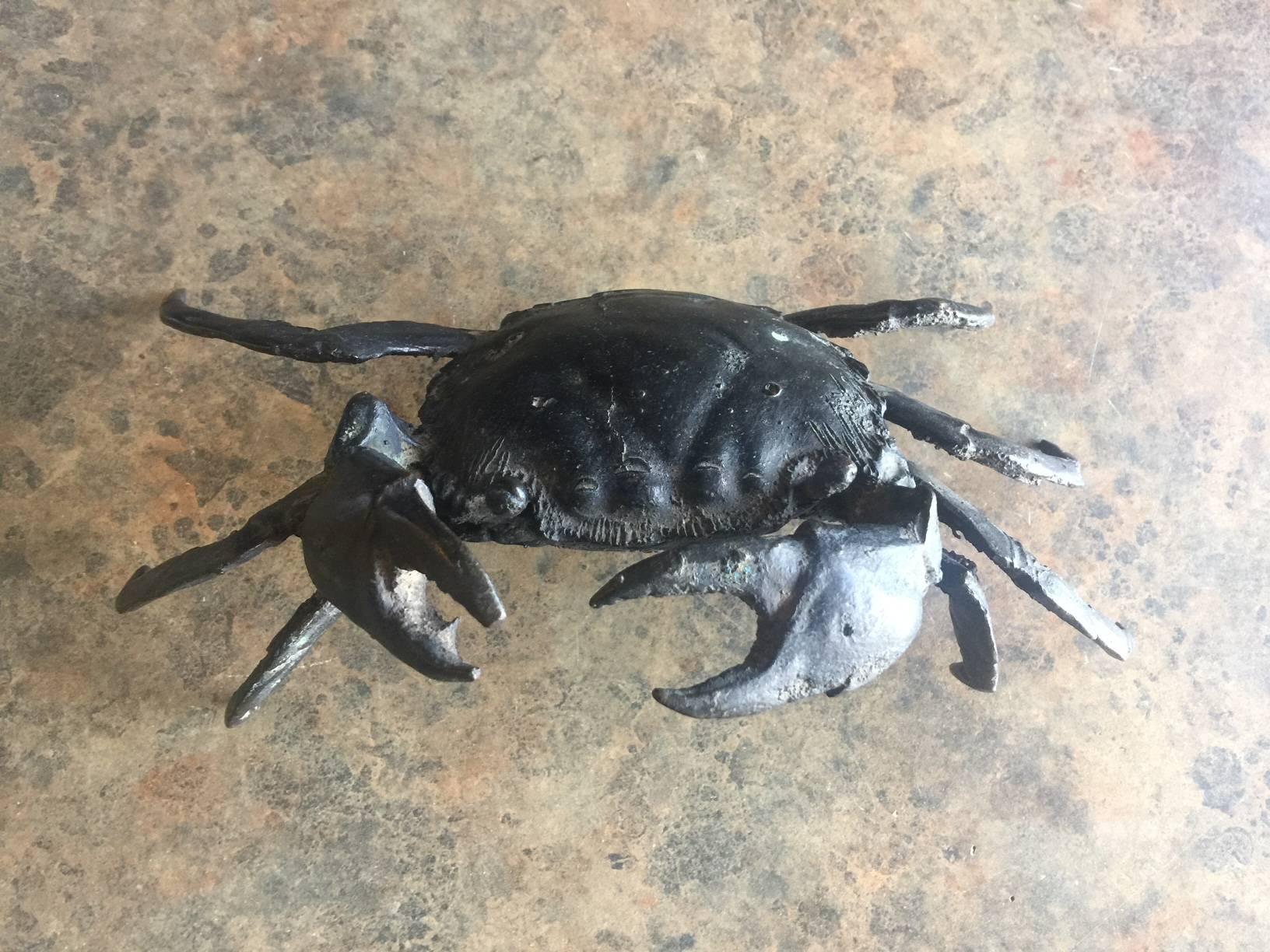 Mid-Century Modern Vintage Bronze Articulated Crab Sculpture