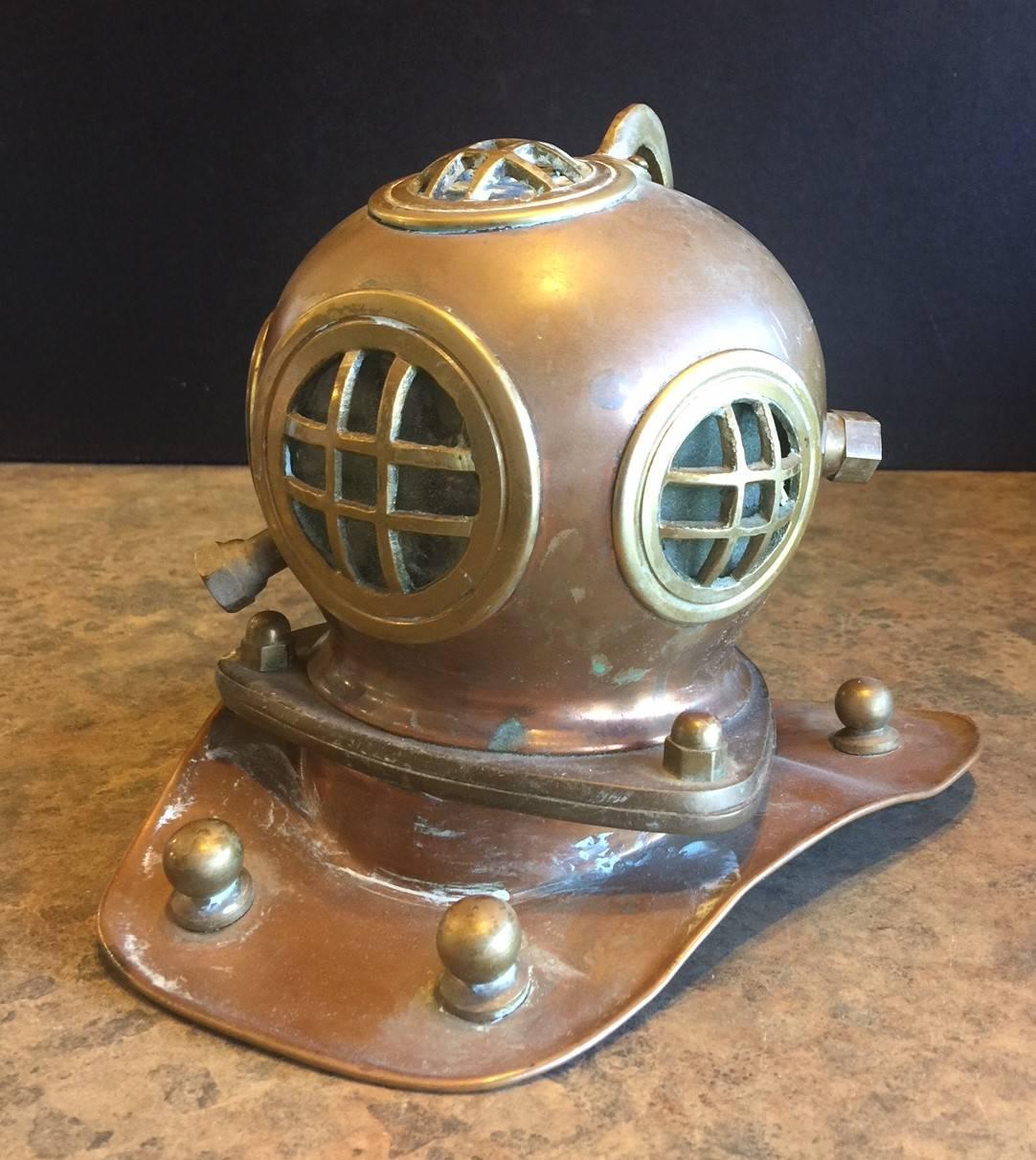 Vintage Copper, Brass & Glass Authentic Diver's Helmet Model 1