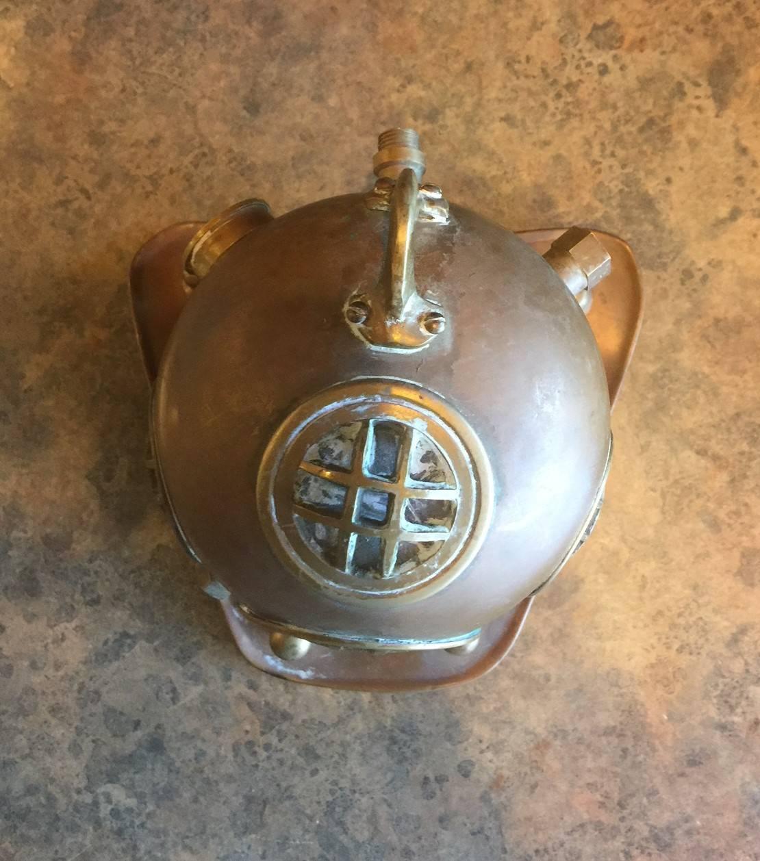 Vintage Copper, Brass & Glass Authentic Diver's Helmet Model 2