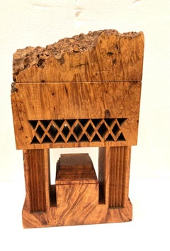 Intricate Sculpture-Box by Michael Elkan Live Edge in Maple Burlwood