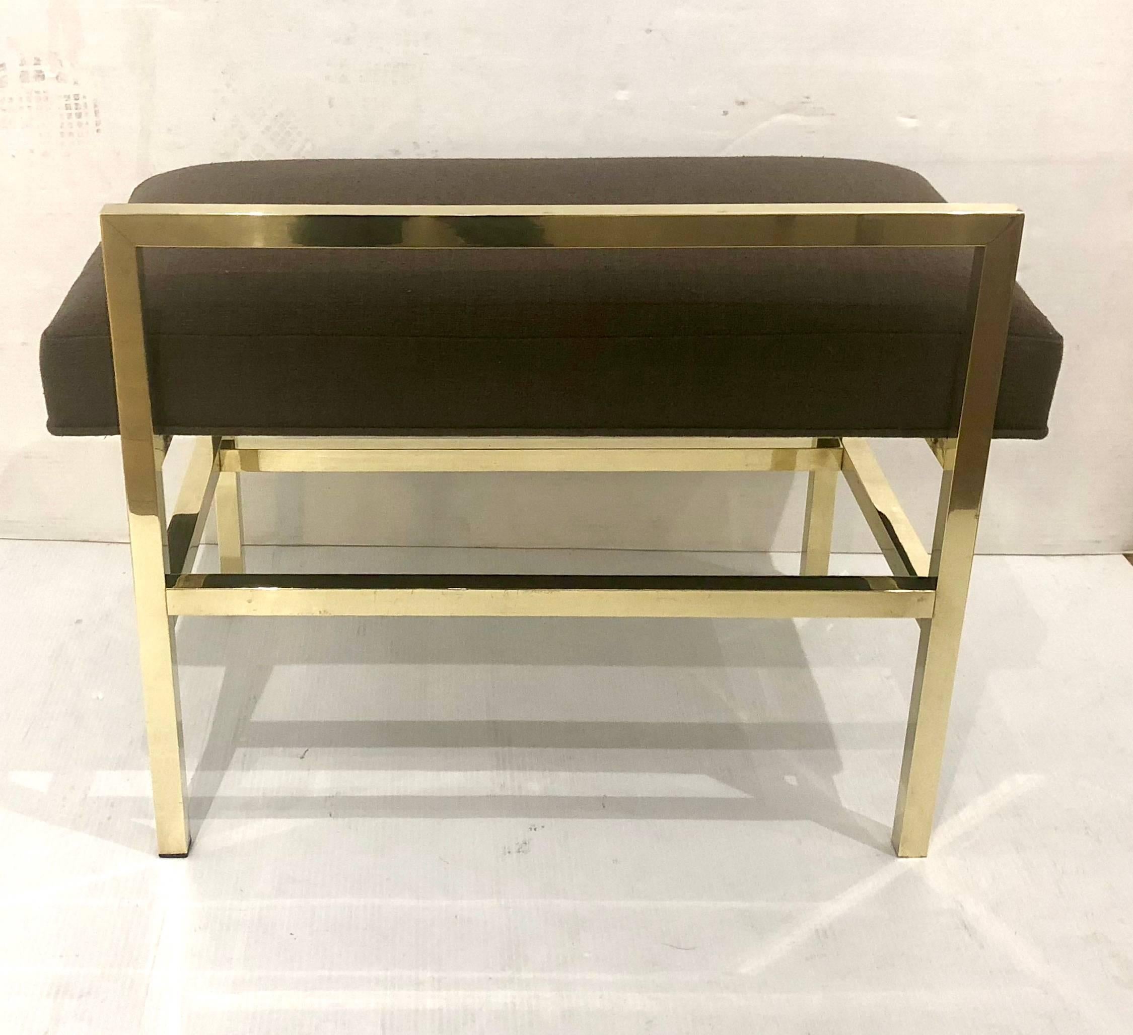 American Rare Polished Brass Bench Attributed to Edward Wormley